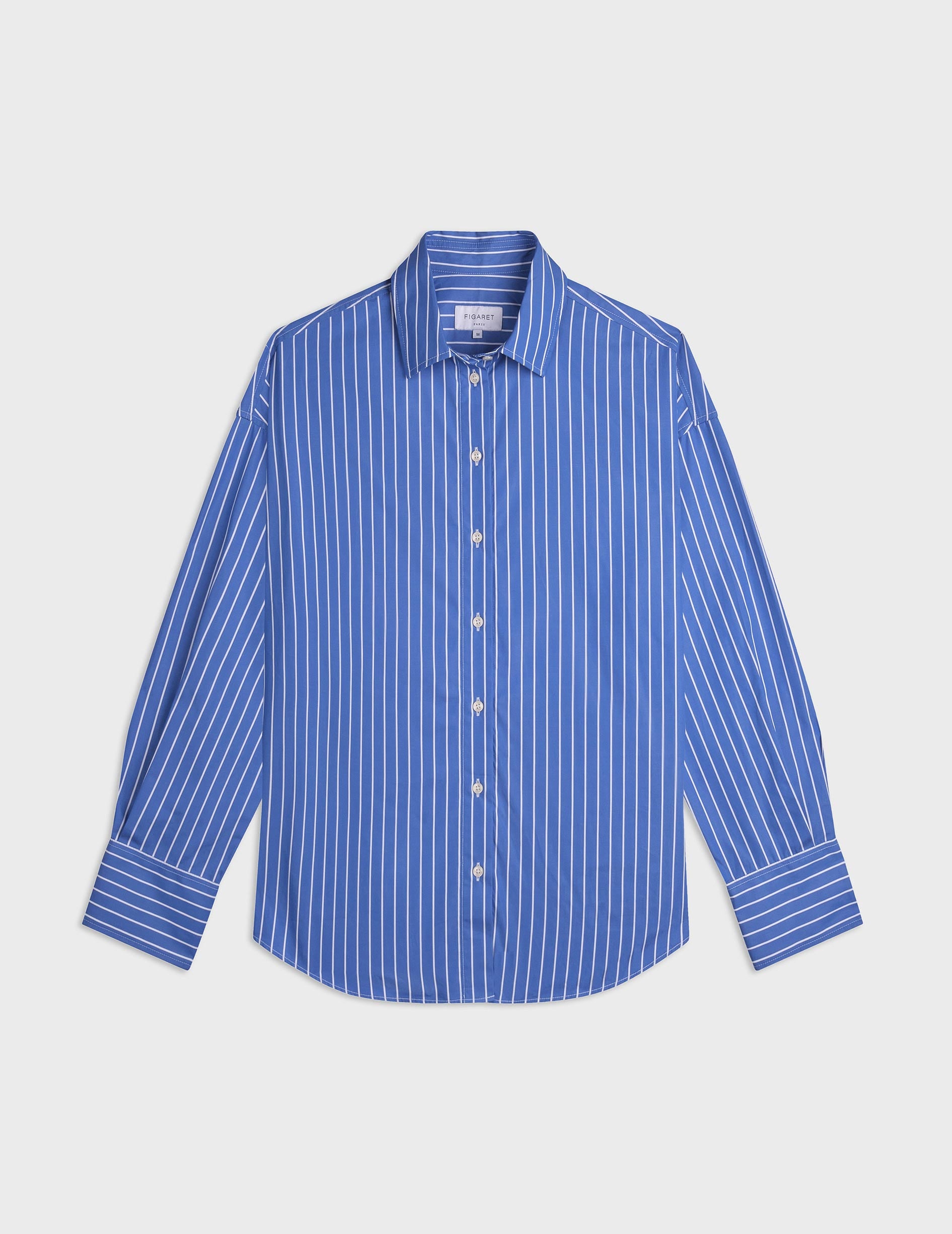 Chemise oversize Lizandra rayée bleue - Popeline - Col Chemise
