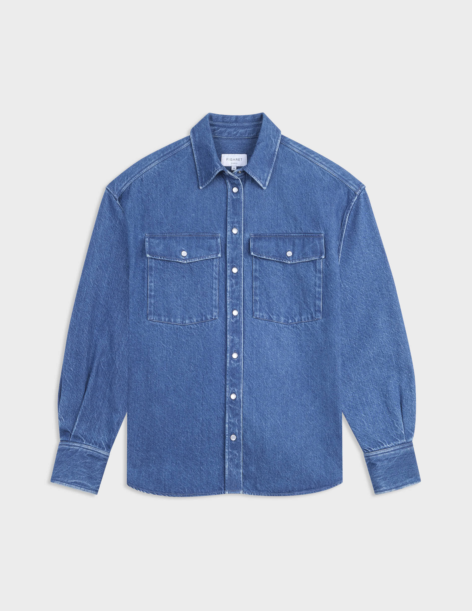 Chemise oversize Lorelie en denim bleu marine - Denim - Col Chemise