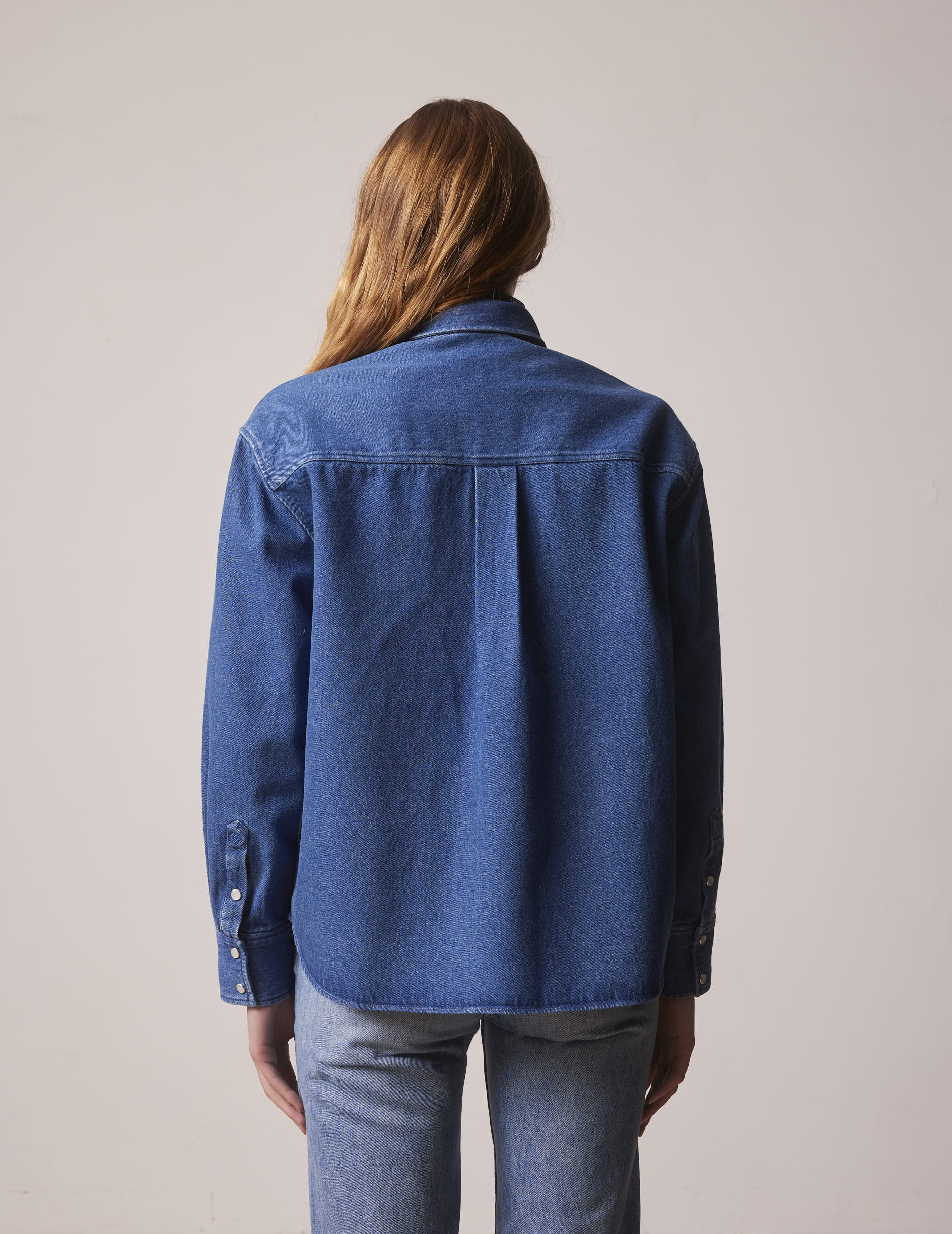 Chemise oversize Lorelie en denim bleu marine - Denim - Col Chemise