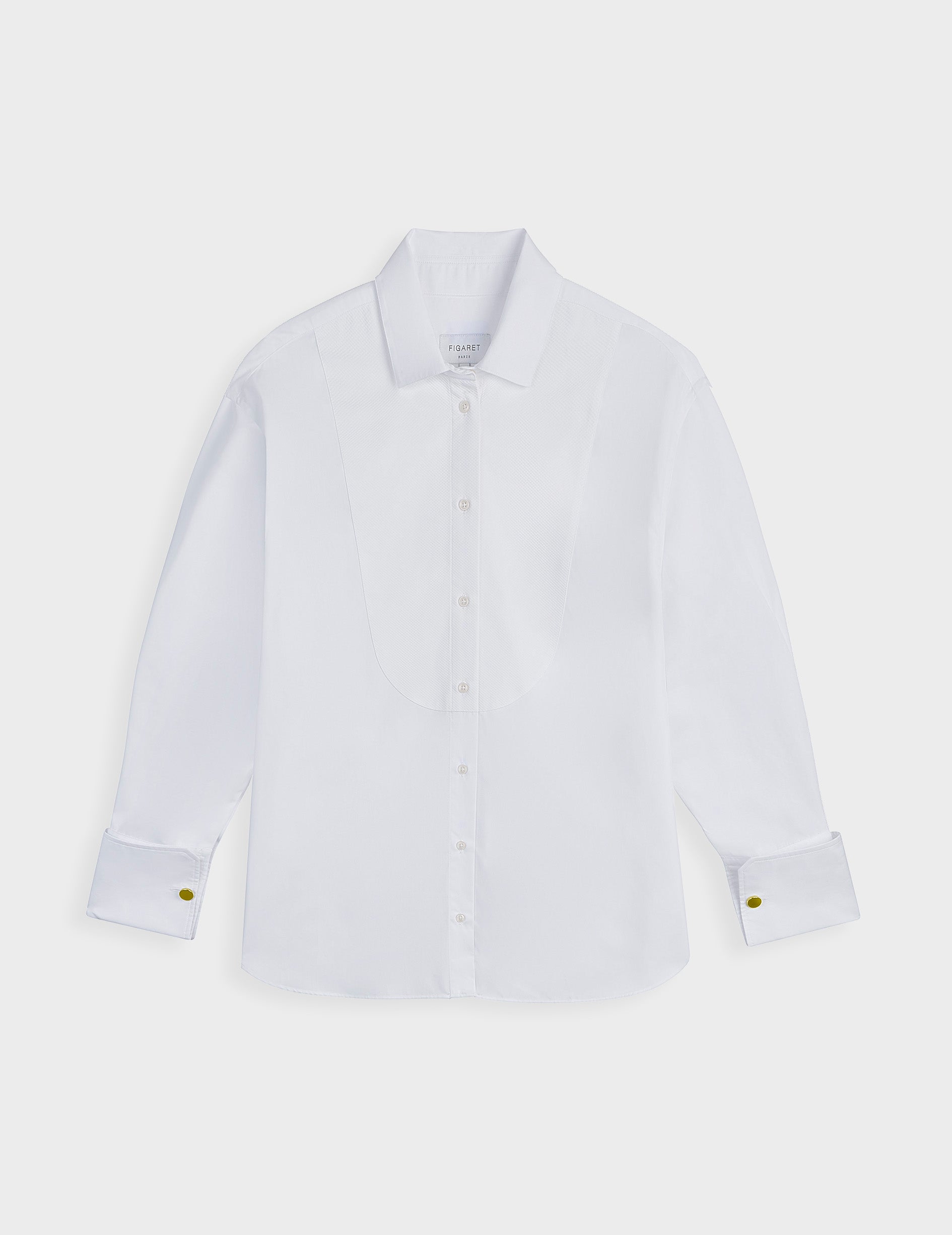 Oversized Louna shirt with bib - Poplin - Officer Collar