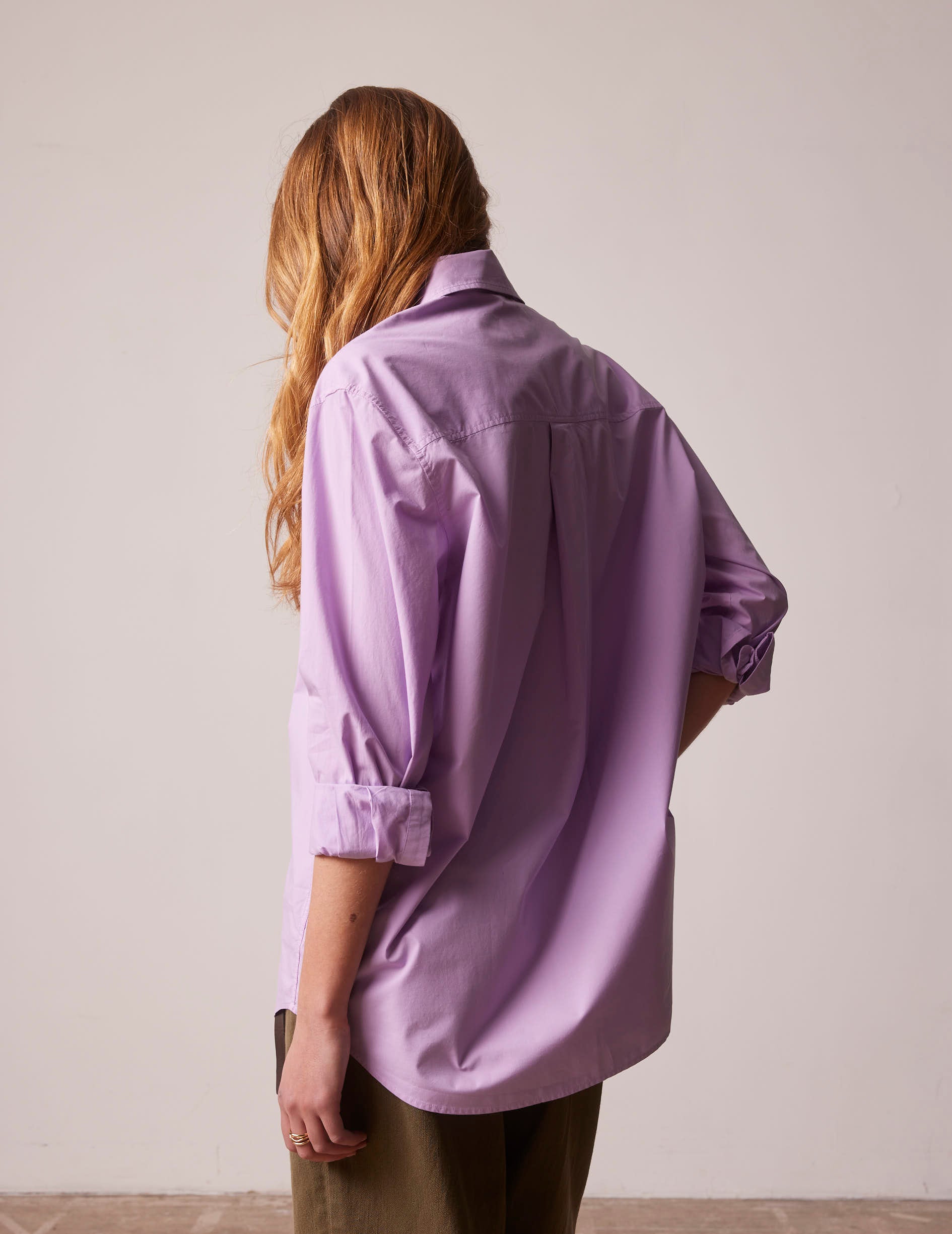 Chemise oversize Mathilde violette - Popeline - Col Chemise
