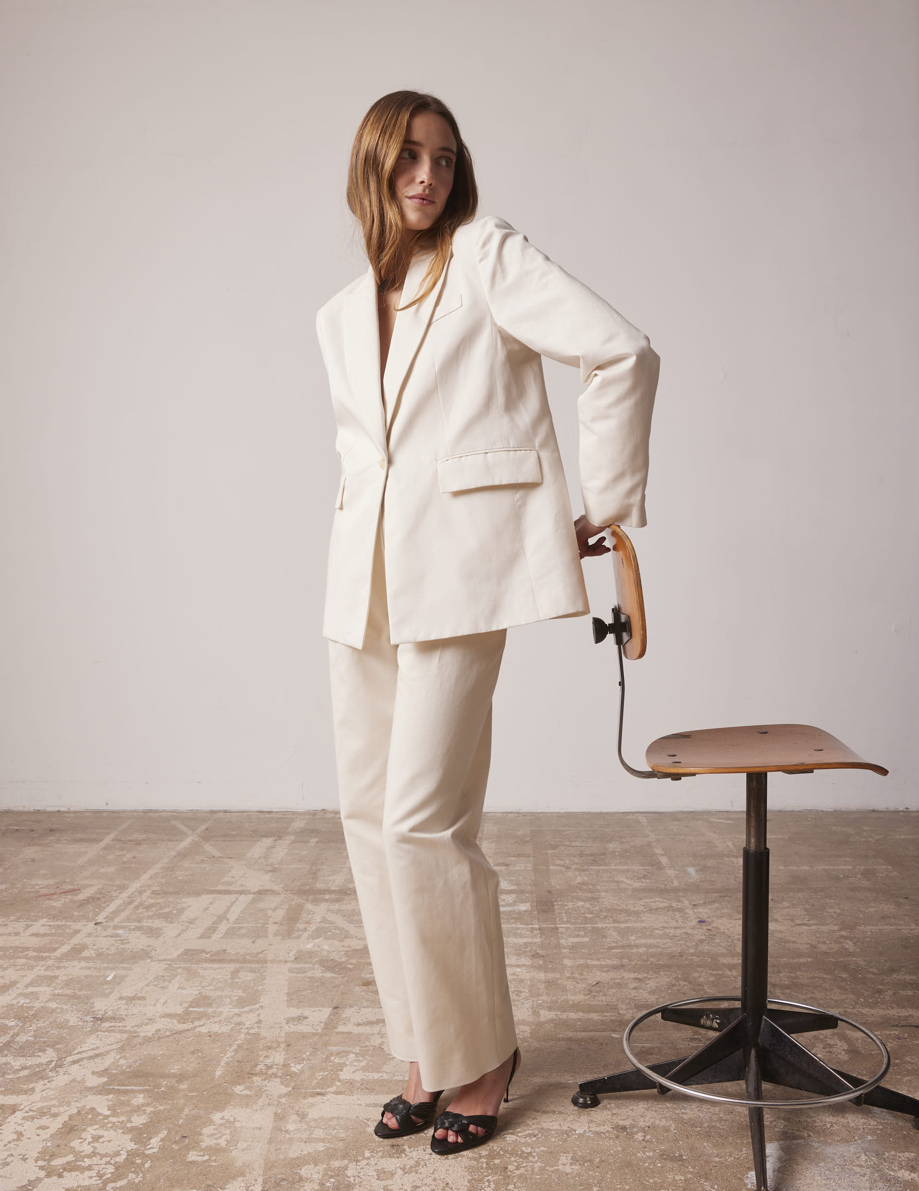 Ecru Lyvia blazer in cotton and linen