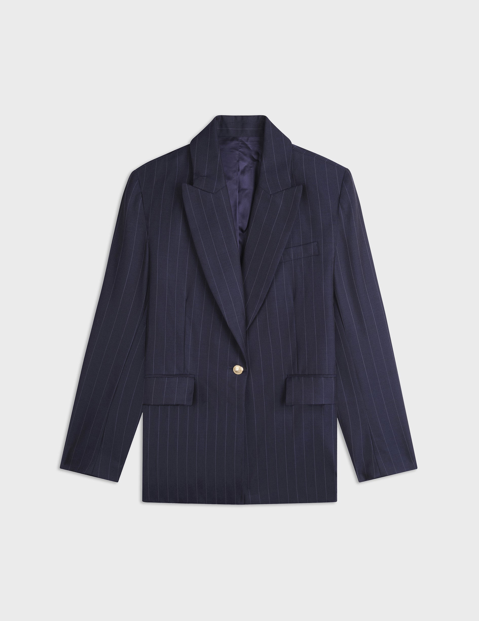 Blazer Lyvia en laine rayée marine
