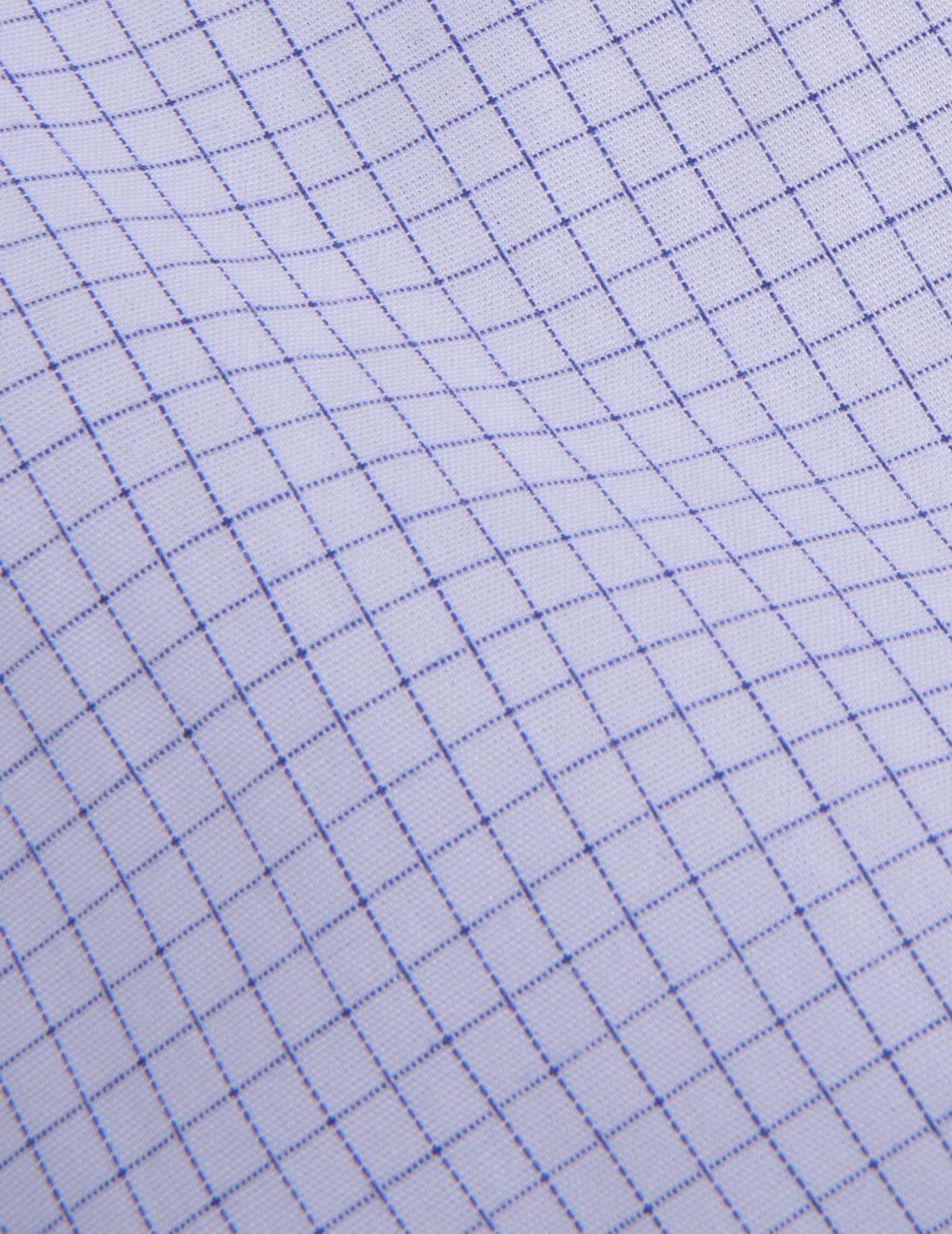 Short sleeve classic shirt with navy blue checks - Poplin - American Collar