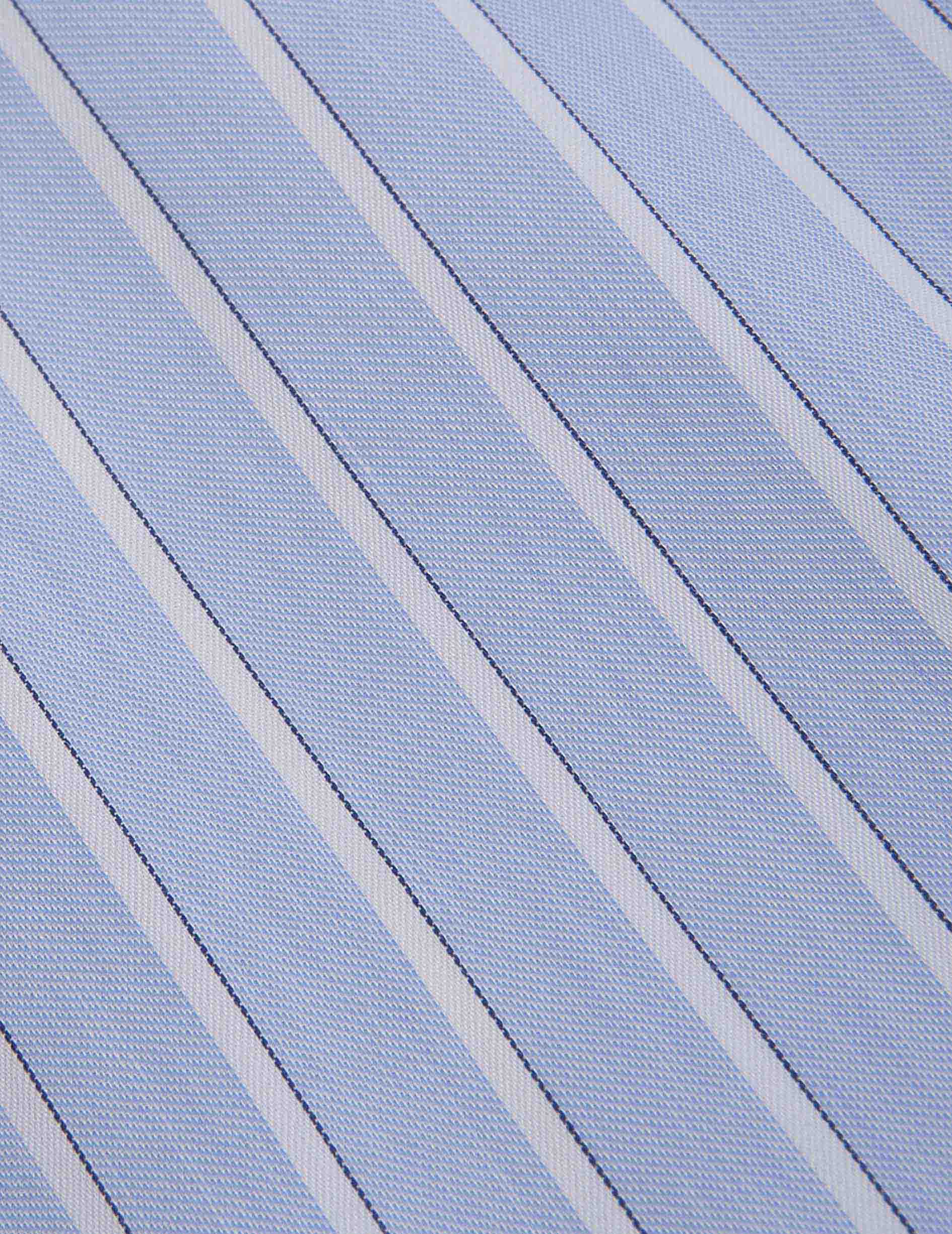 Chemise classique rayée bleue - Twill - Col Américain