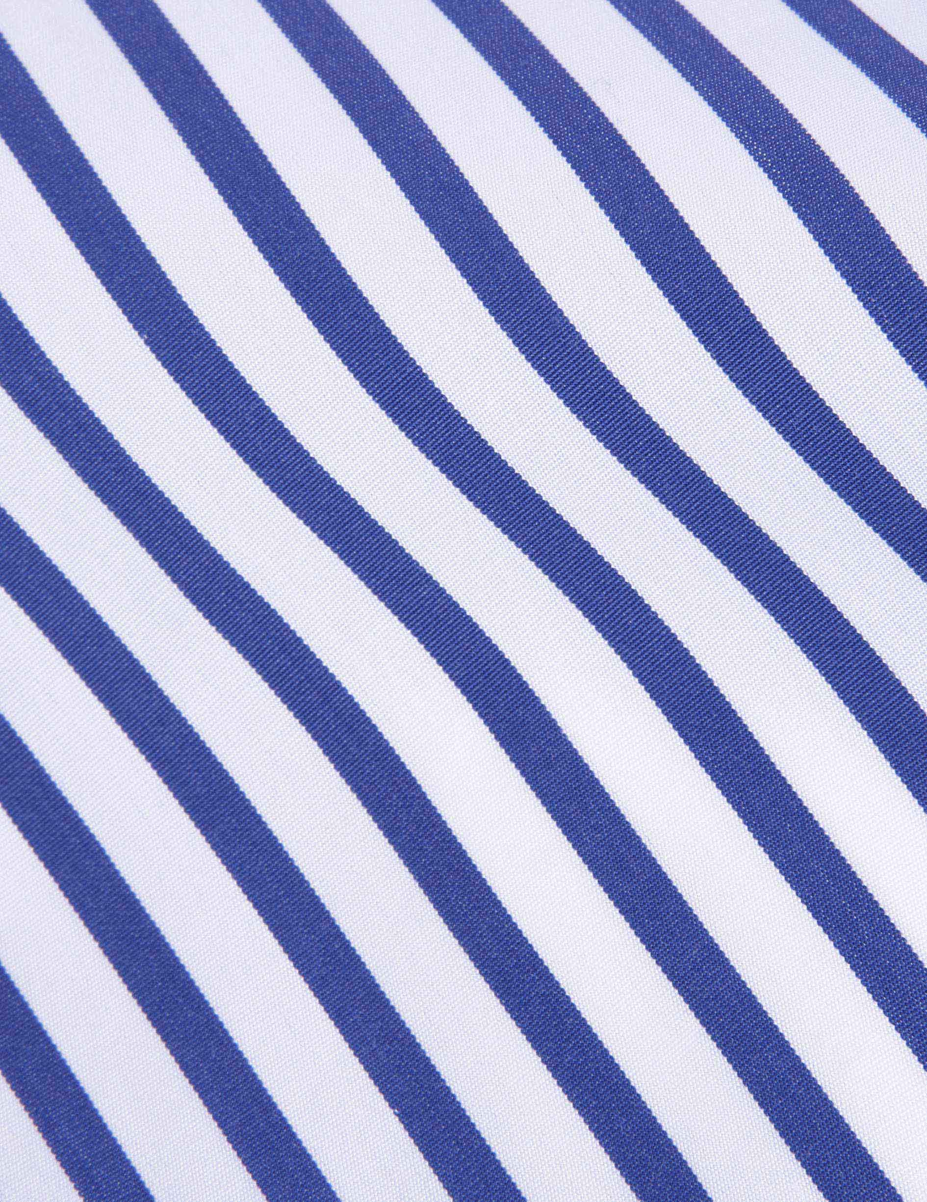 Blue striped semi-fitted shirt - Poplin - English Collar