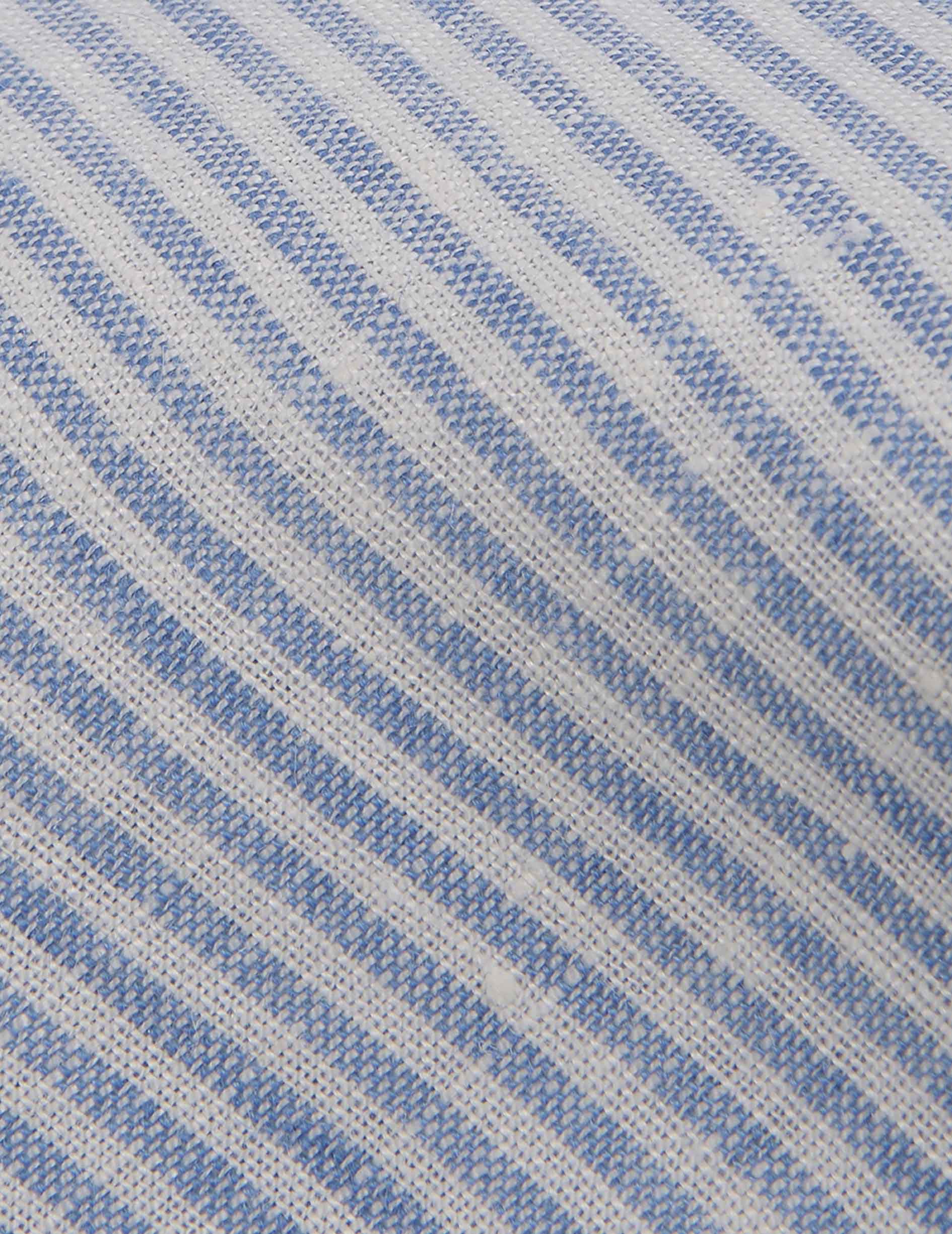 Chemise Aristote en lin rayé bleu - Lin - Col Italien