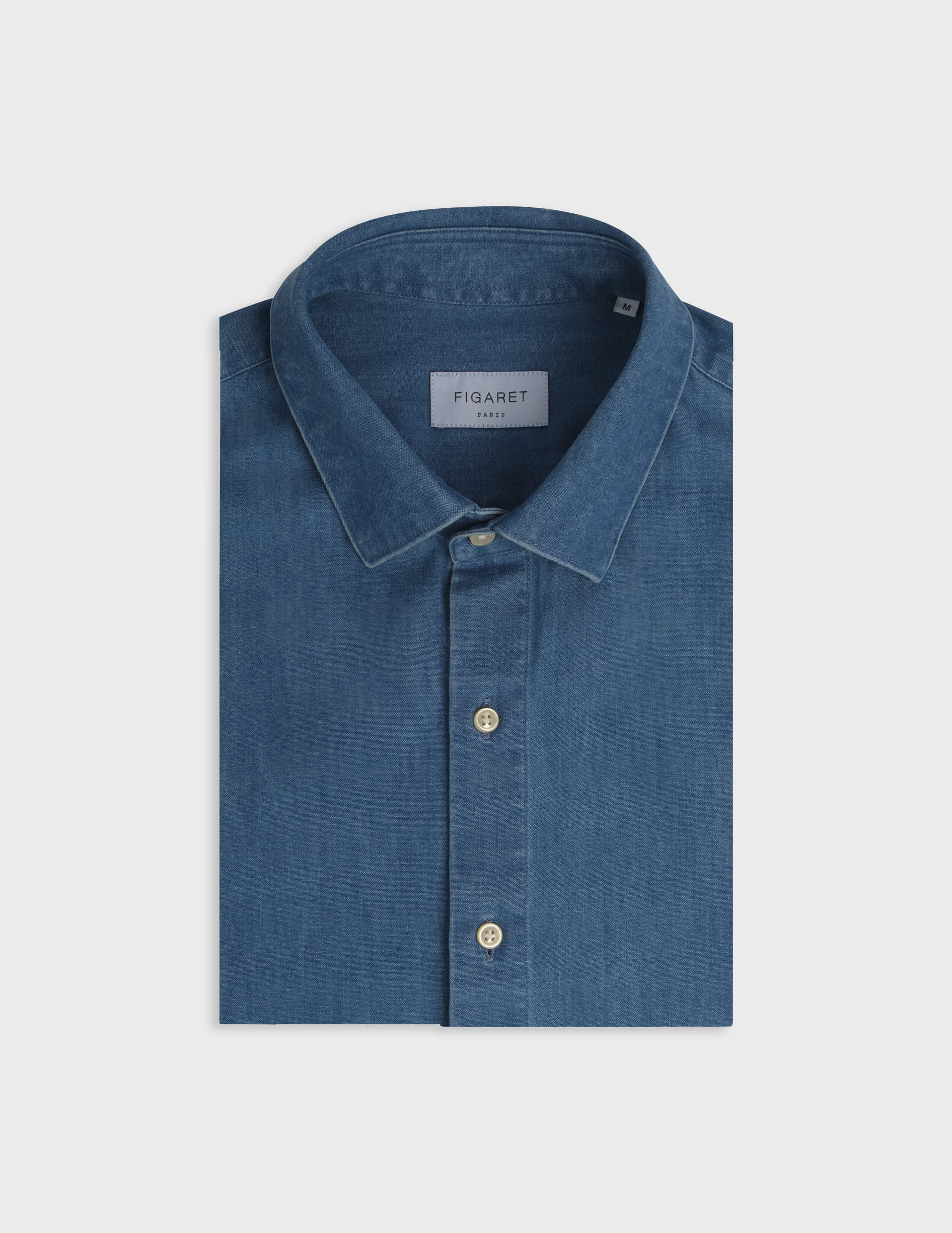 Chemise Auguste en denim bleu - Denim - Col Français