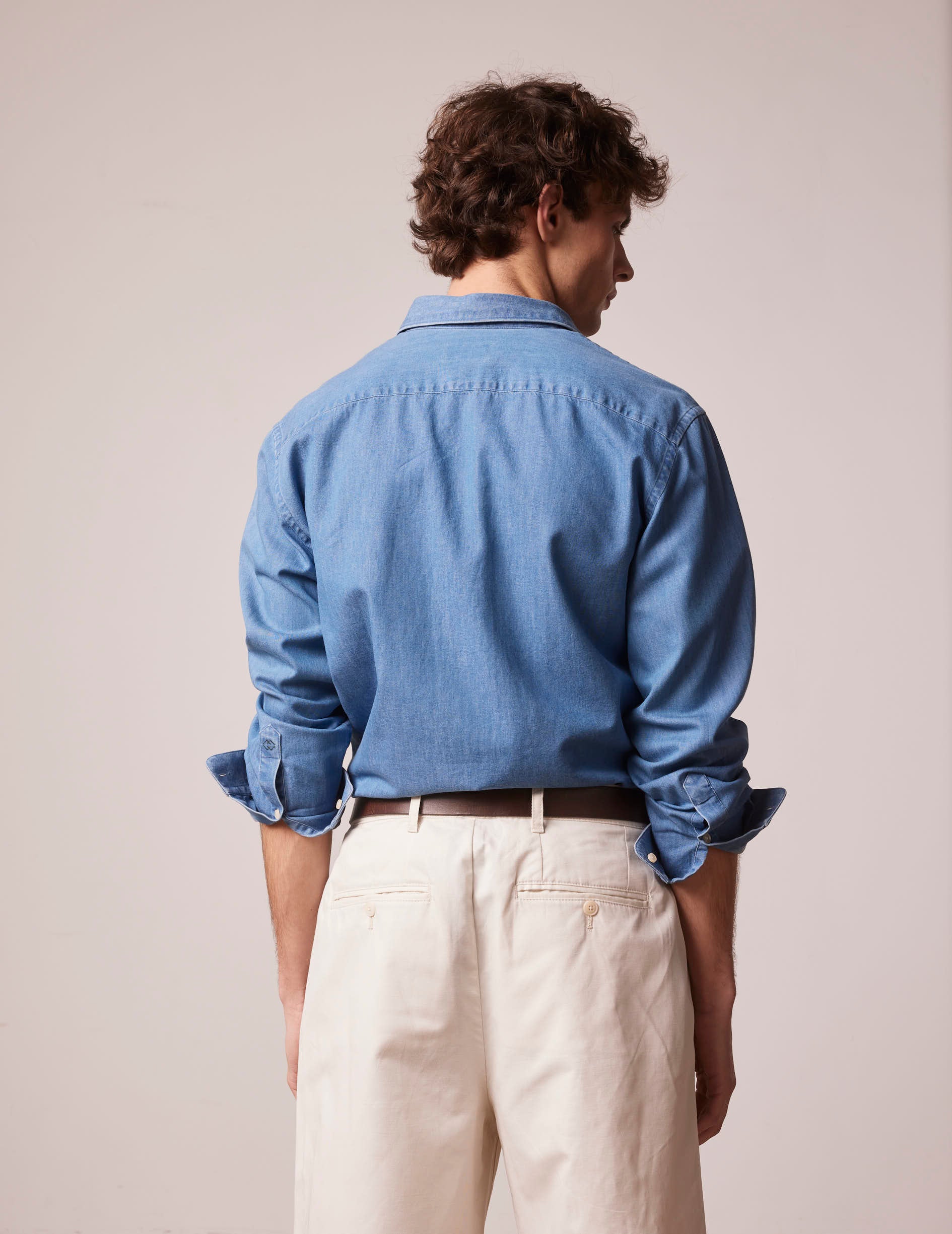 Chemise Auguste en denim bleu - Denim - Col Français