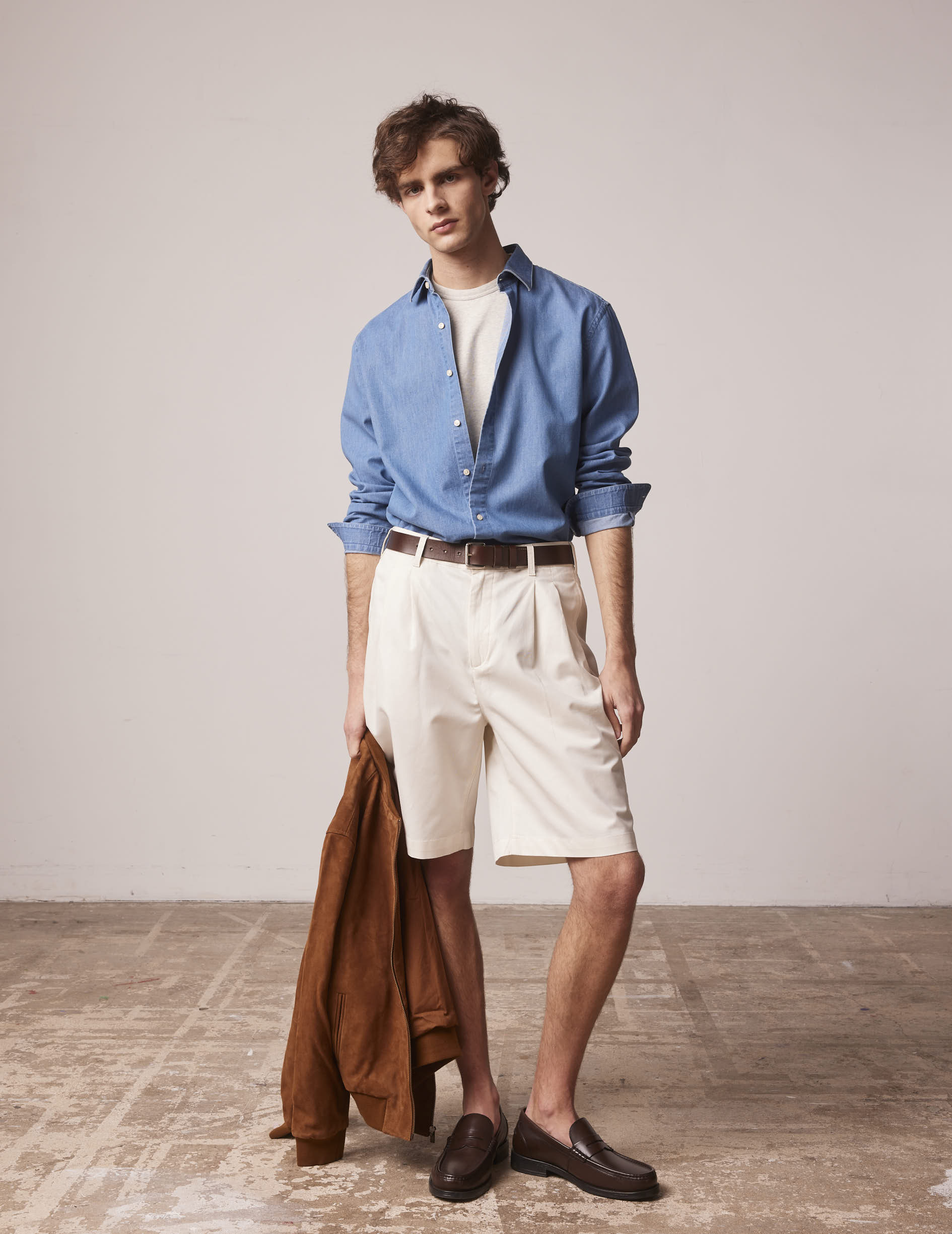 Chemise Auguste en denim bleu - Denim - Col Français