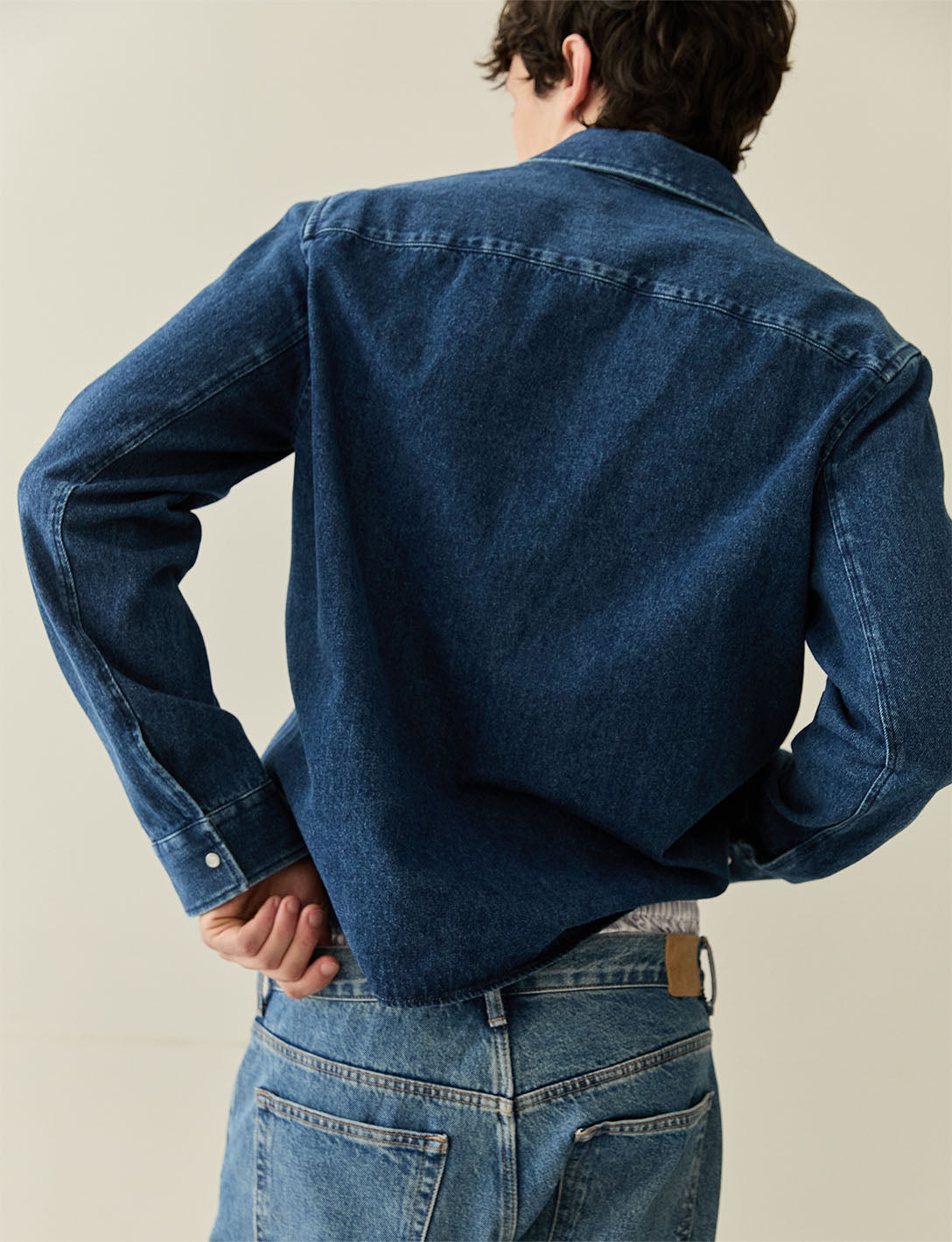 Chemise Auguste en denim bleu - Denim - Col Français
