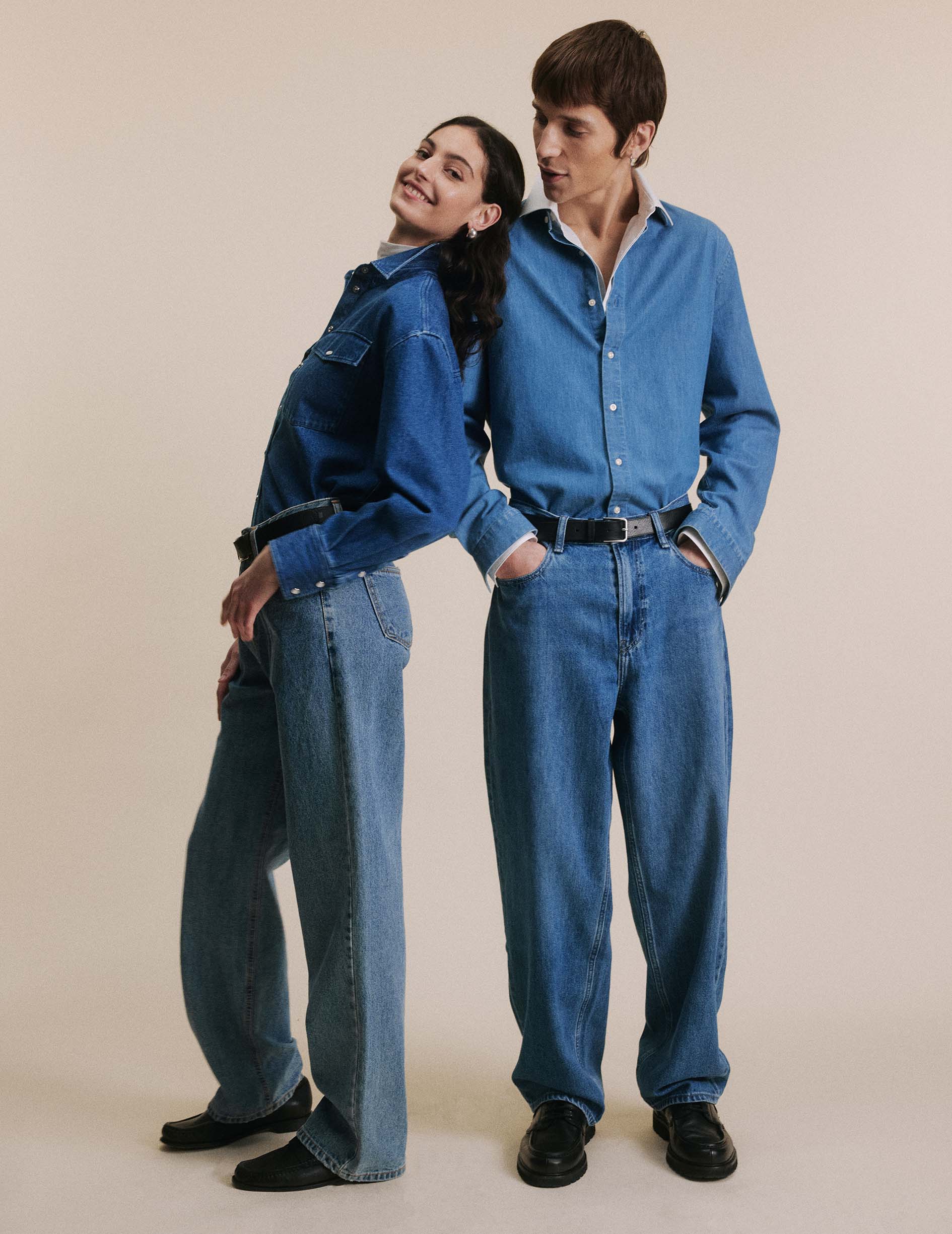 Chemise Auguste en denim bleu - Denim - Col Français