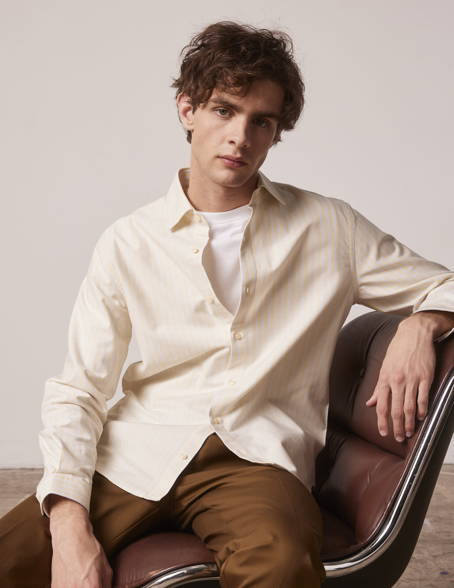 Yellow striped Auguste shirt - Oxford - French Collar