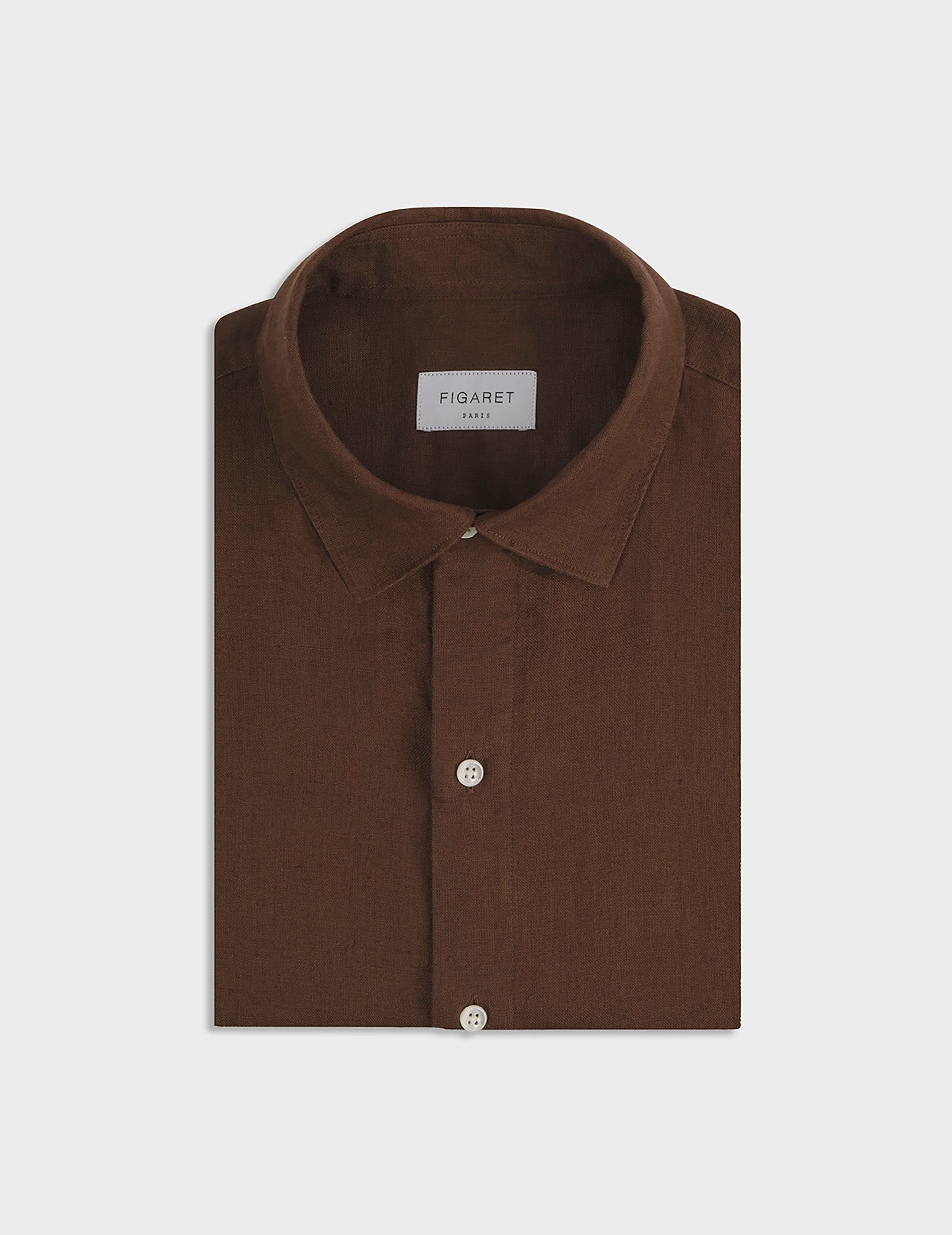 Brown linen Auguste shirt - Linen - French Collar