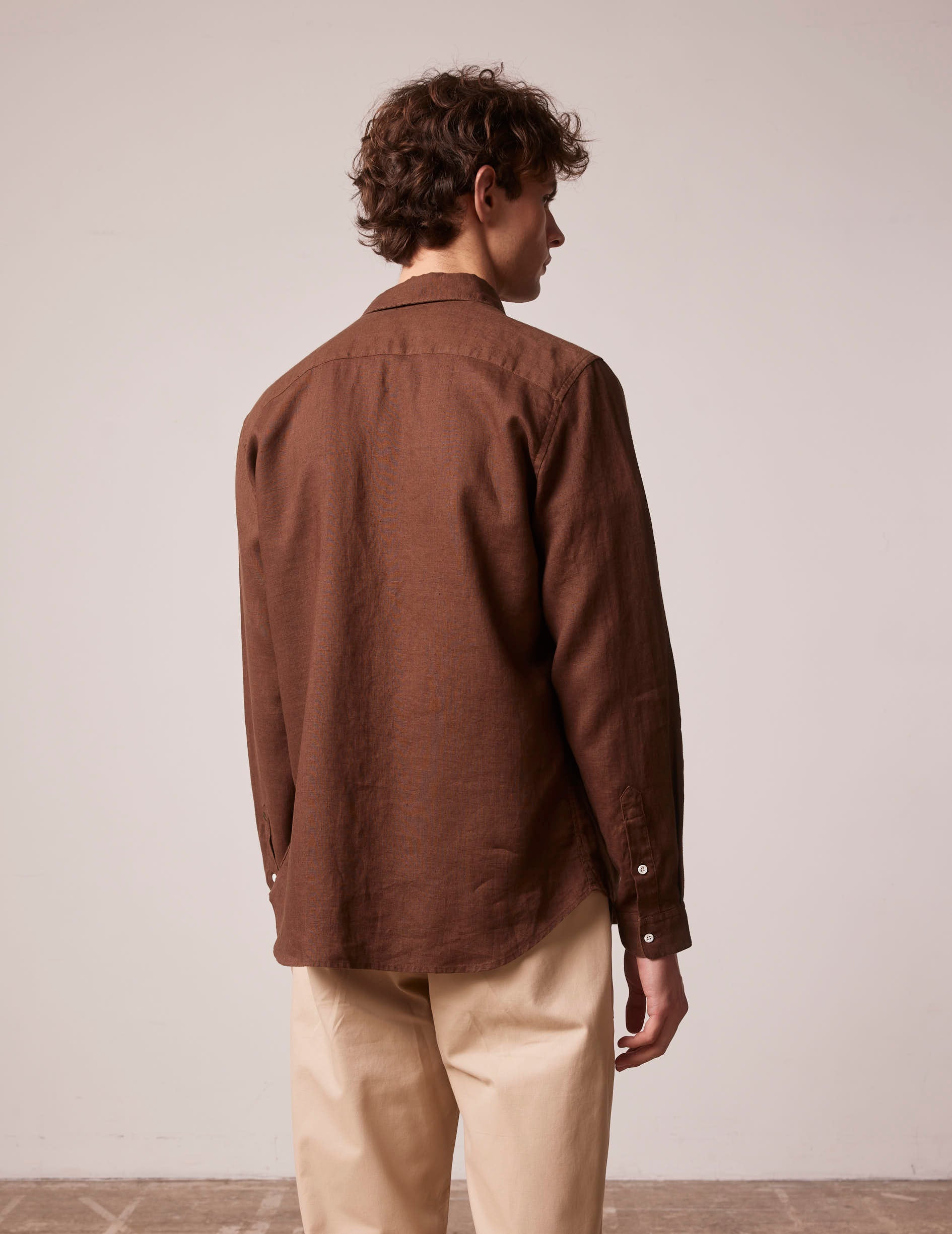 Brown linen Auguste shirt - Linen - French Collar