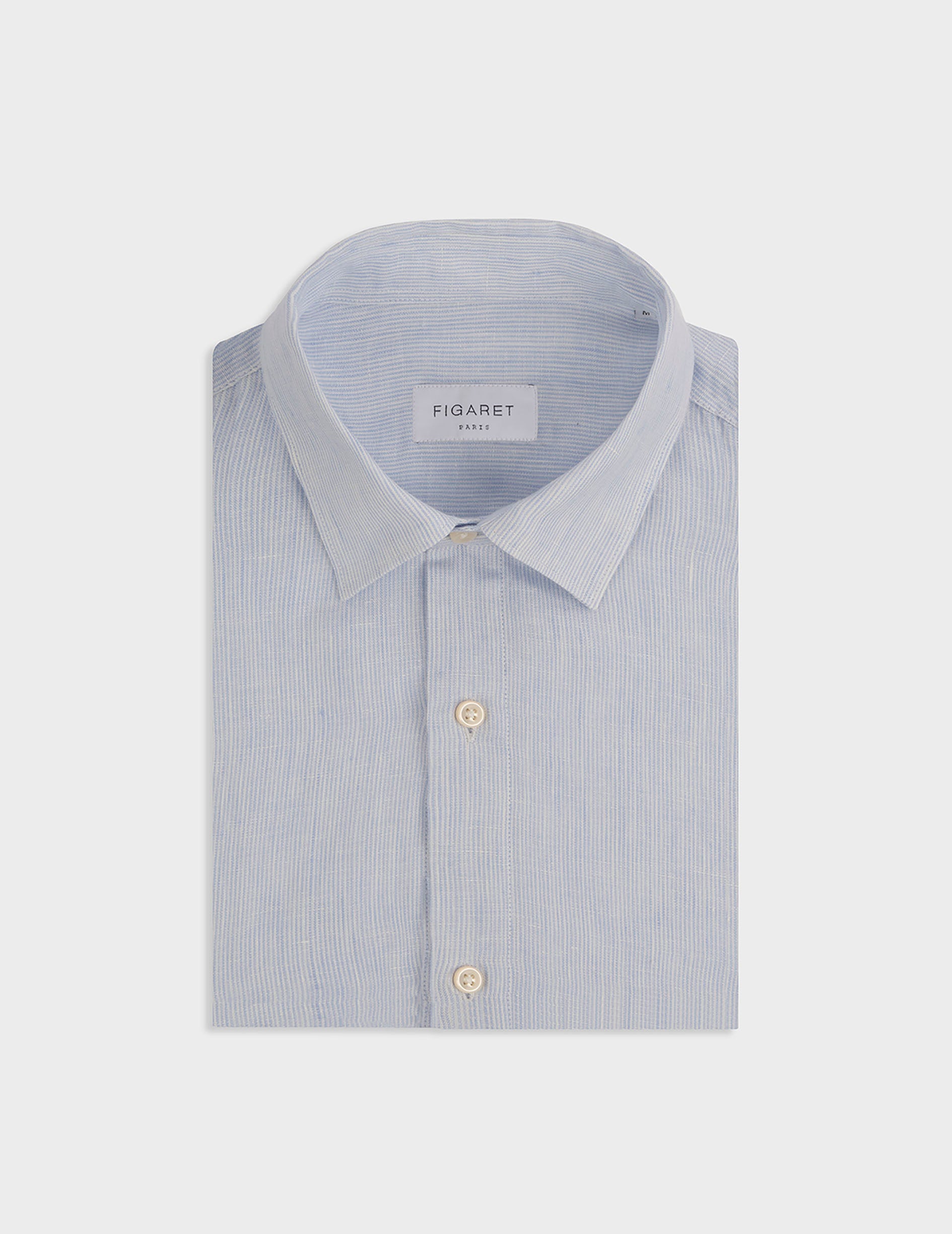 Blue striped linen Auguste shirt - Linen - French Collar