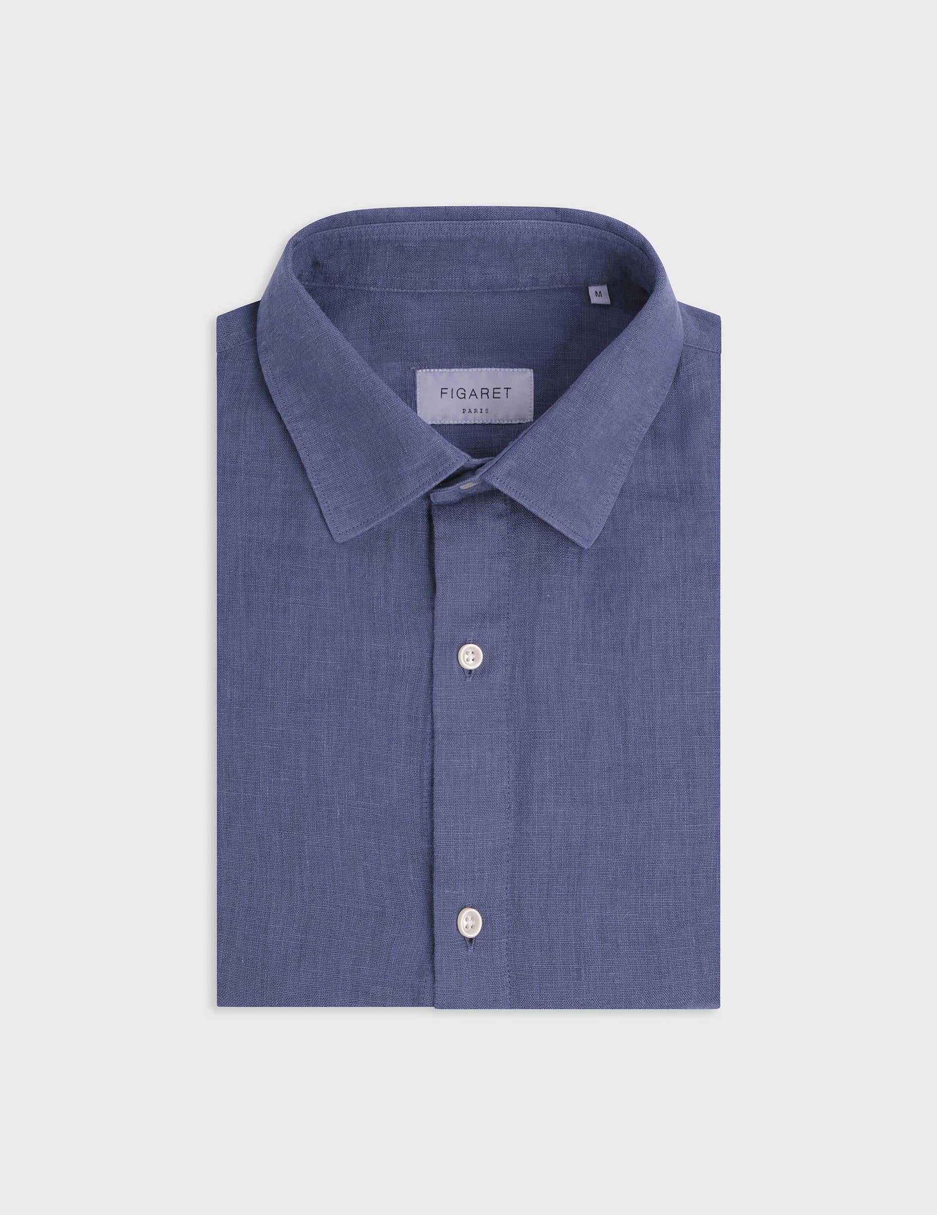 Blue linen Auguste shirt - Linen - French Collar