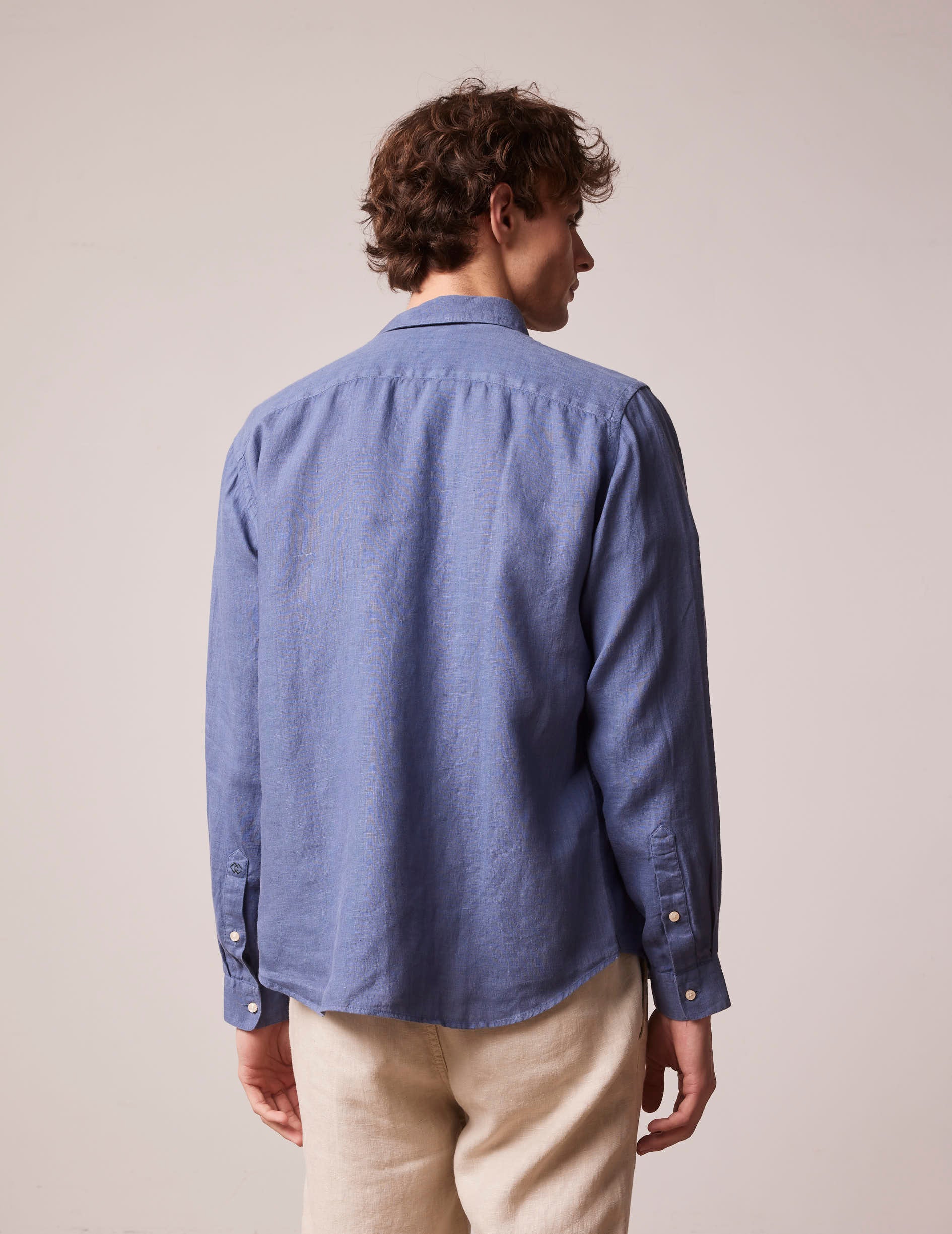 Blue linen Auguste shirt - Linen - French Collar