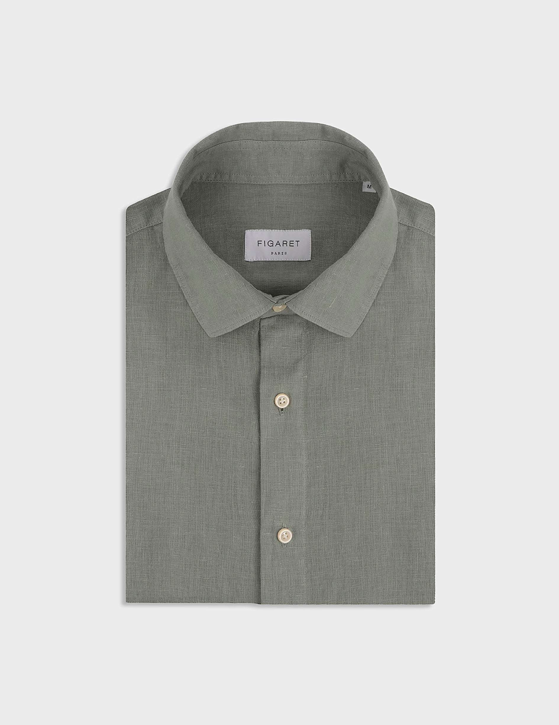 Green linen Auguste shirt - Linen - French Collar