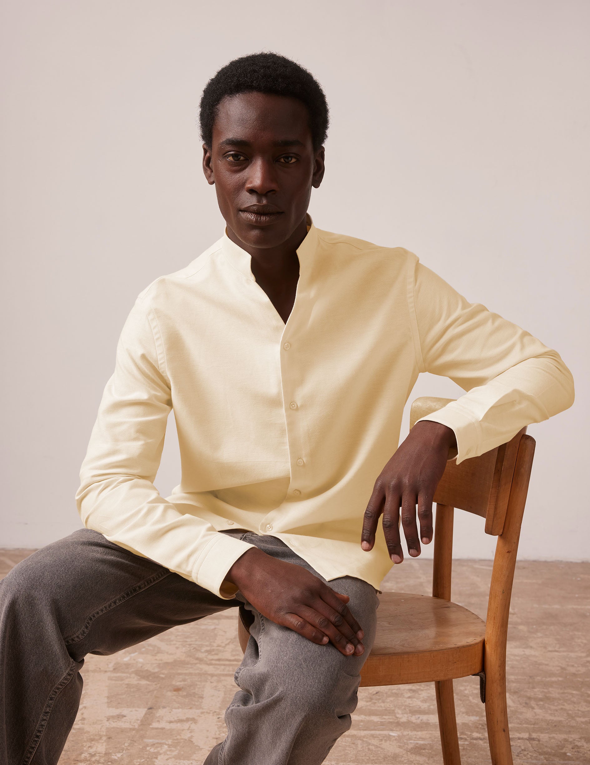 Yellow Carl shirt - Oxford - Open straight Collar