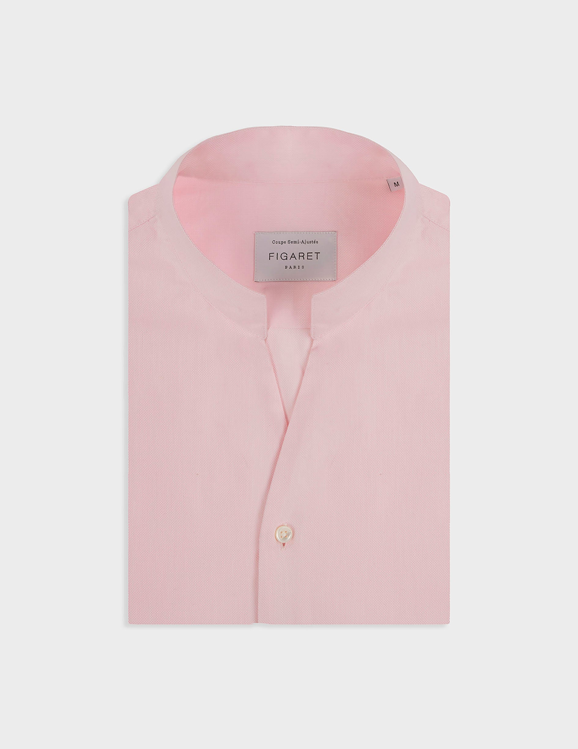 Chemise Carl rose - Façonné - Col Droit ouvert