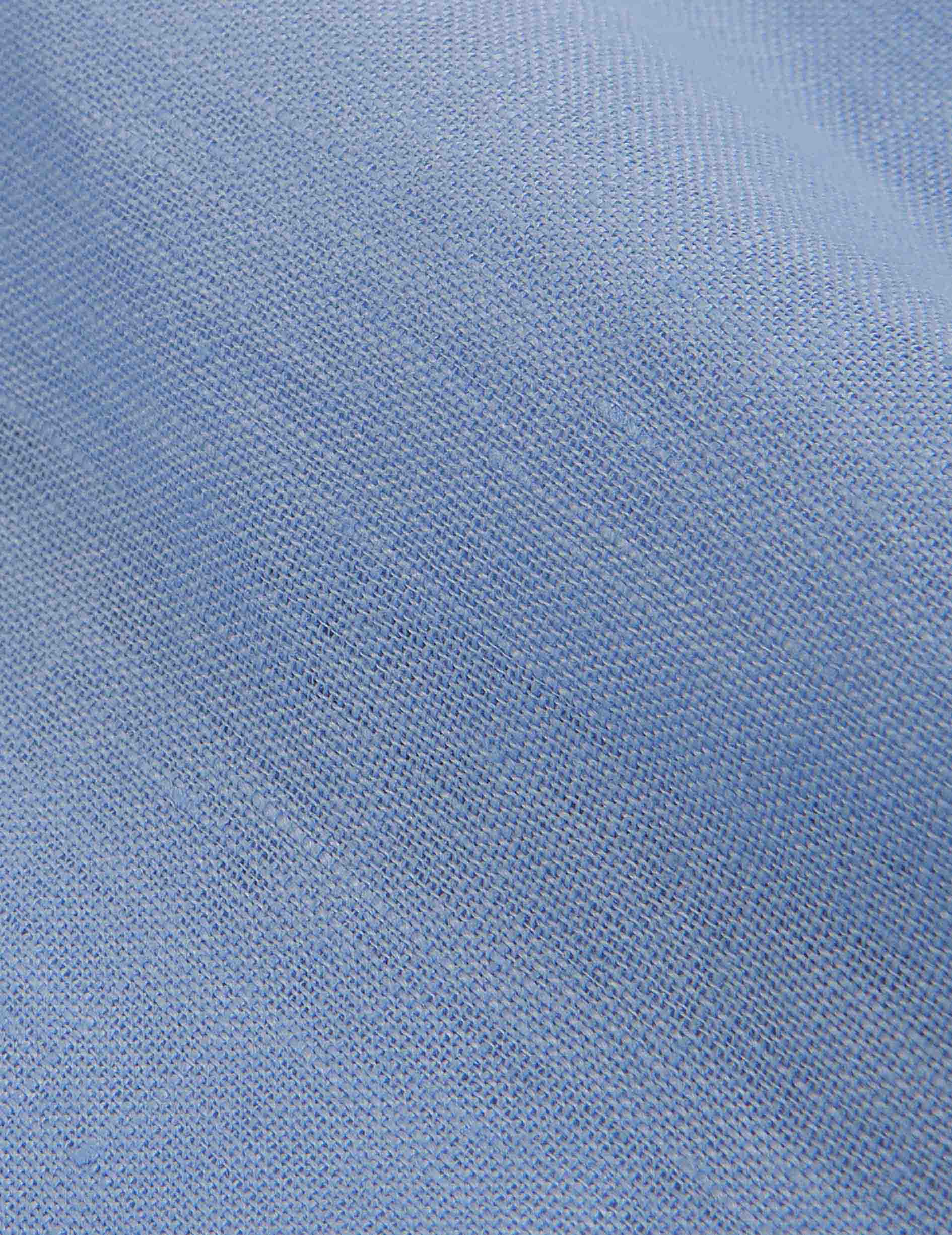 Chemise Carl en lin bleu - Lin - Col Droit ouvert