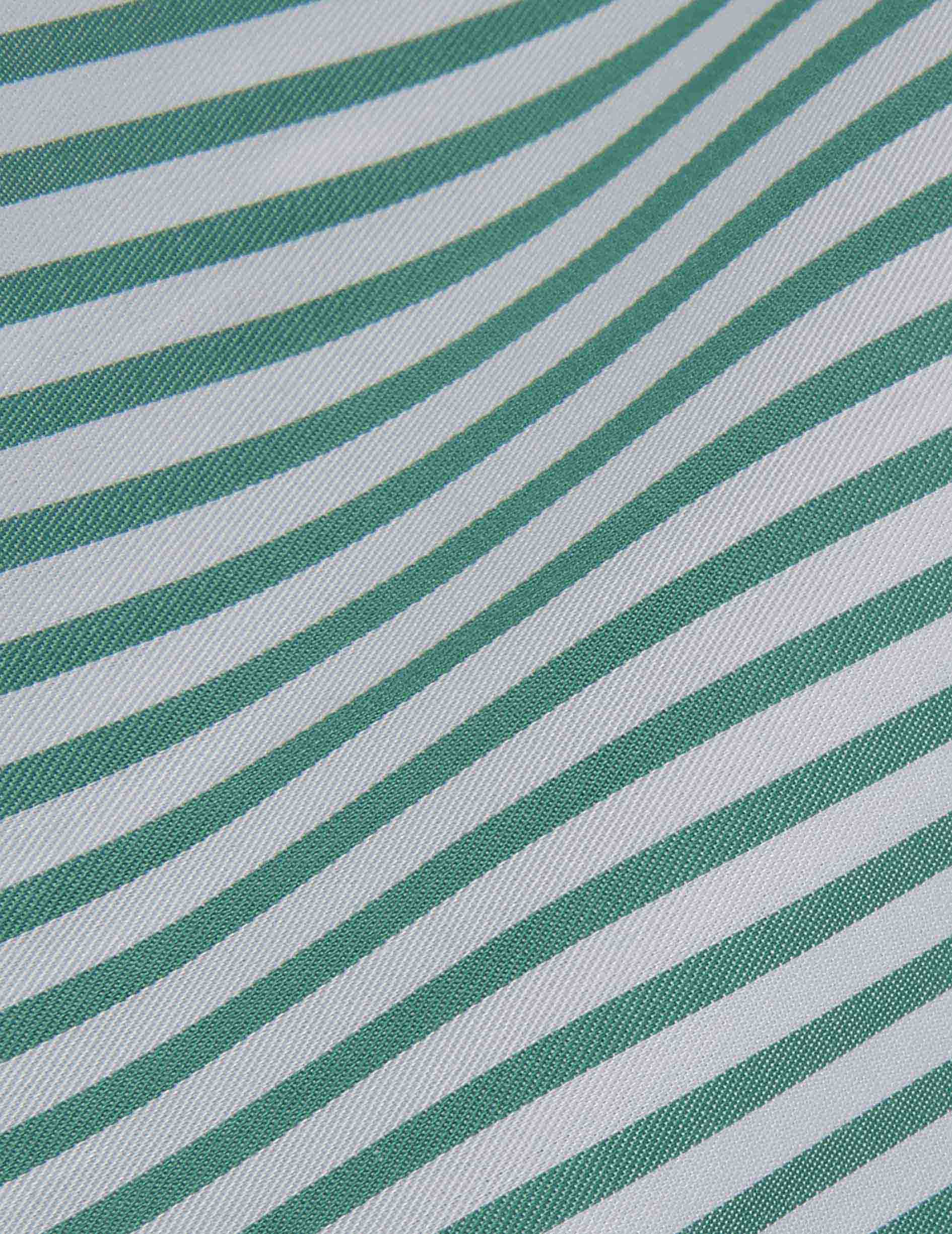 Chemise Carl rayée verte - Twill - Col Droit ouvert