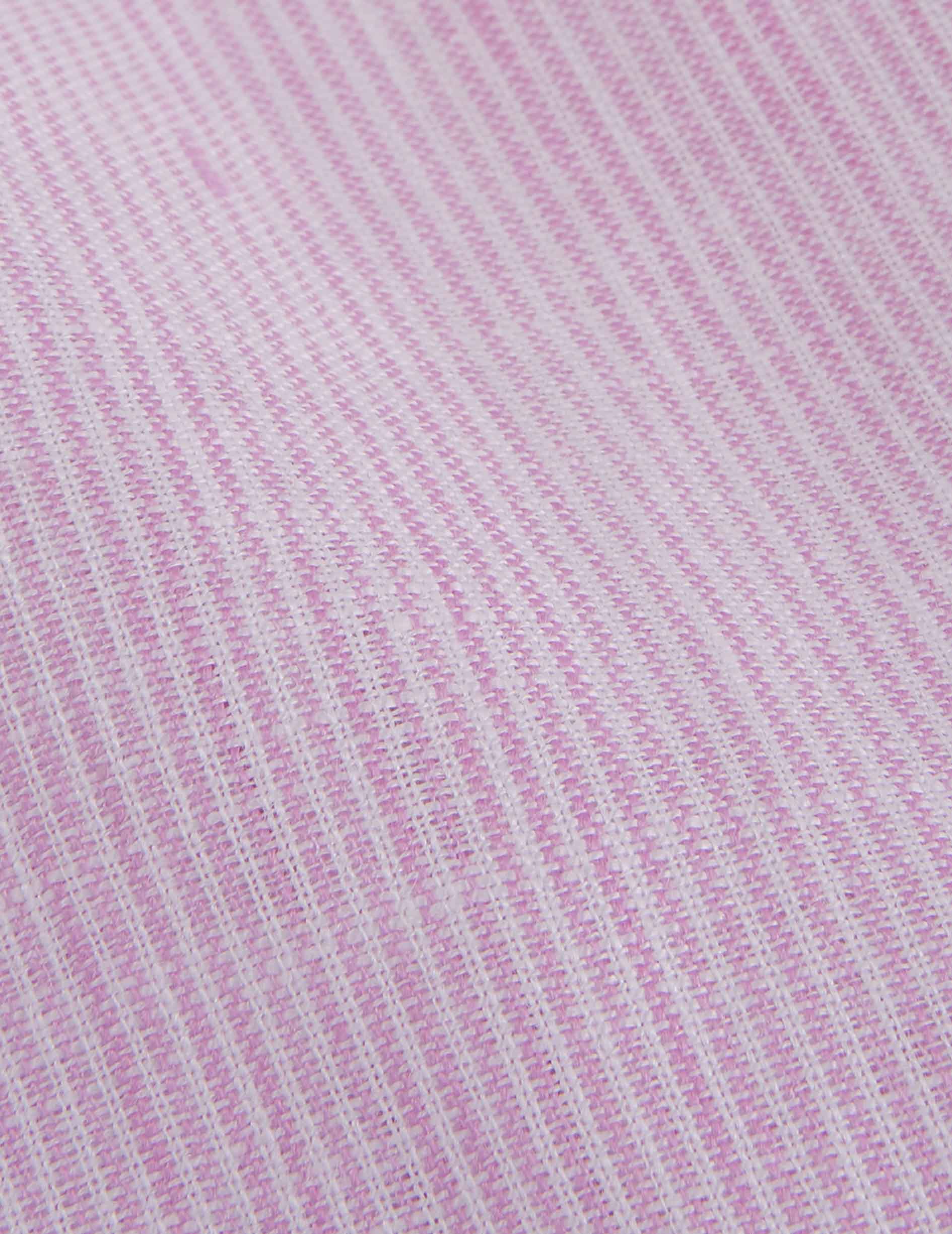 Chemise Carl en lin rayée rose - Lin - Col Droit ouvert
