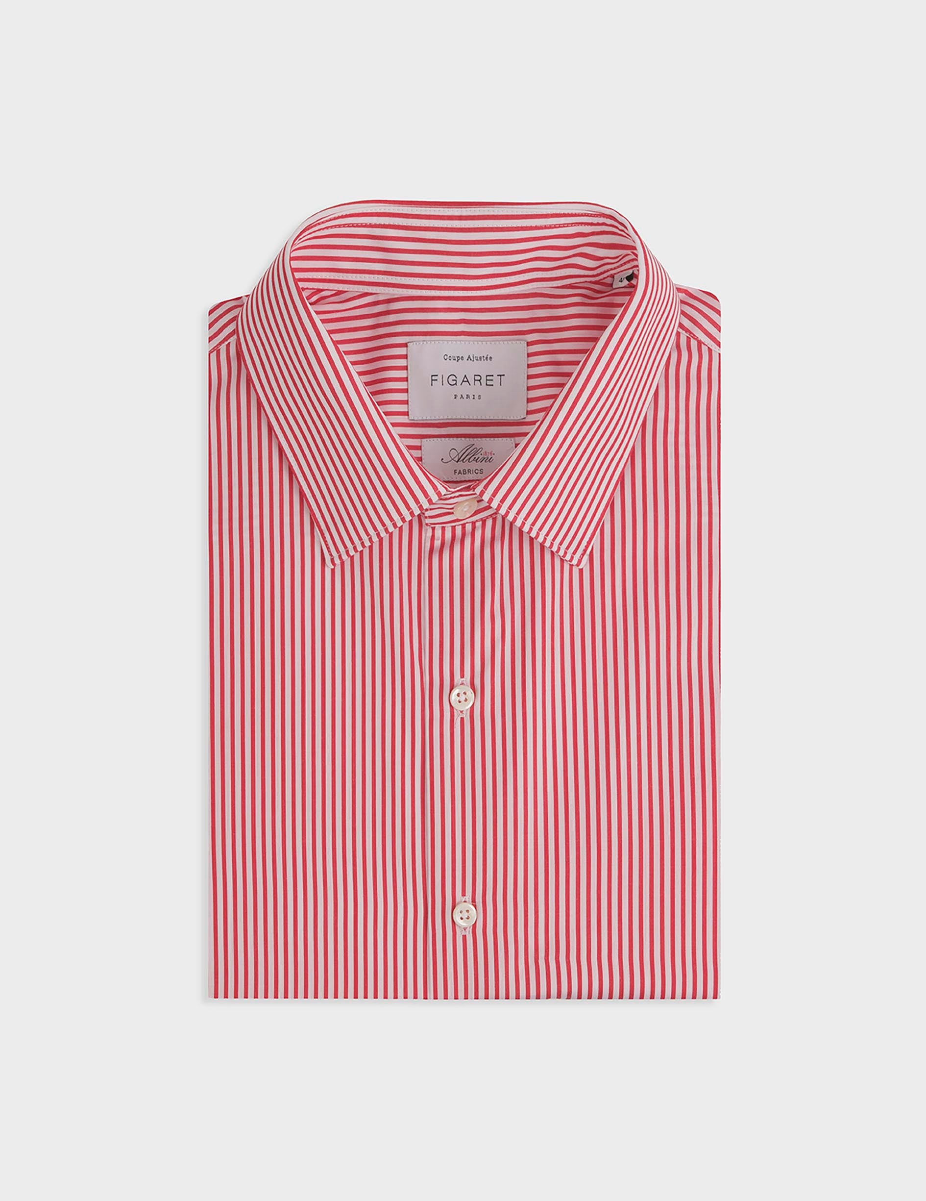 Red striped fitted shirt - Twill - Figaret Collar
