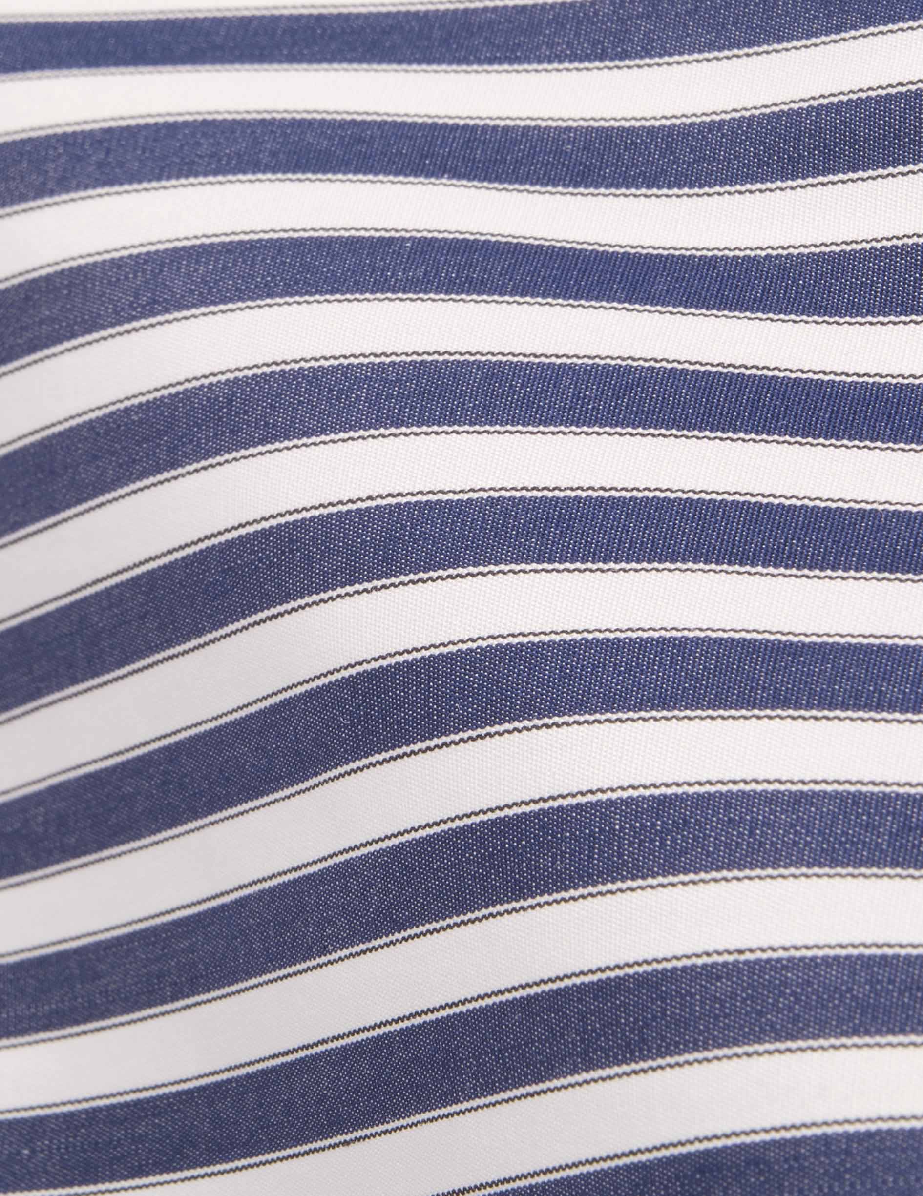 Chemise semi-ajustée rayée bleu marine - Popeline - Col Figaret