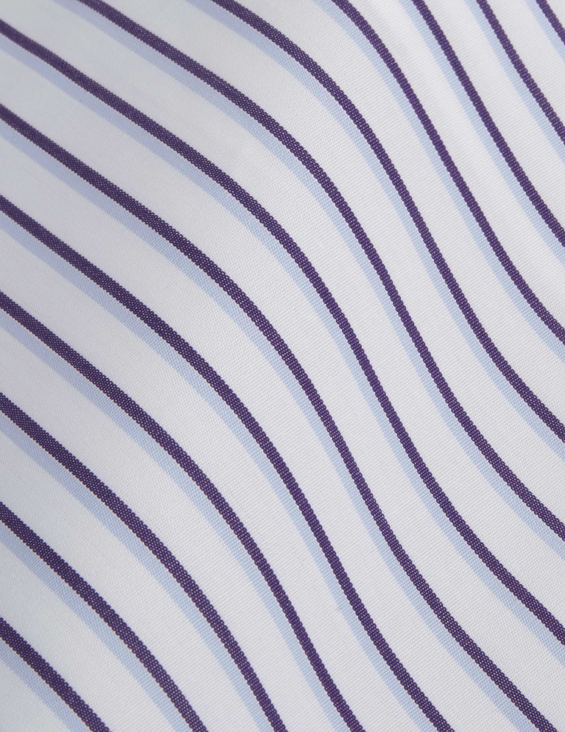 Chemise semi-ajustée rayée bleu marine - Popeline - Col Figaret