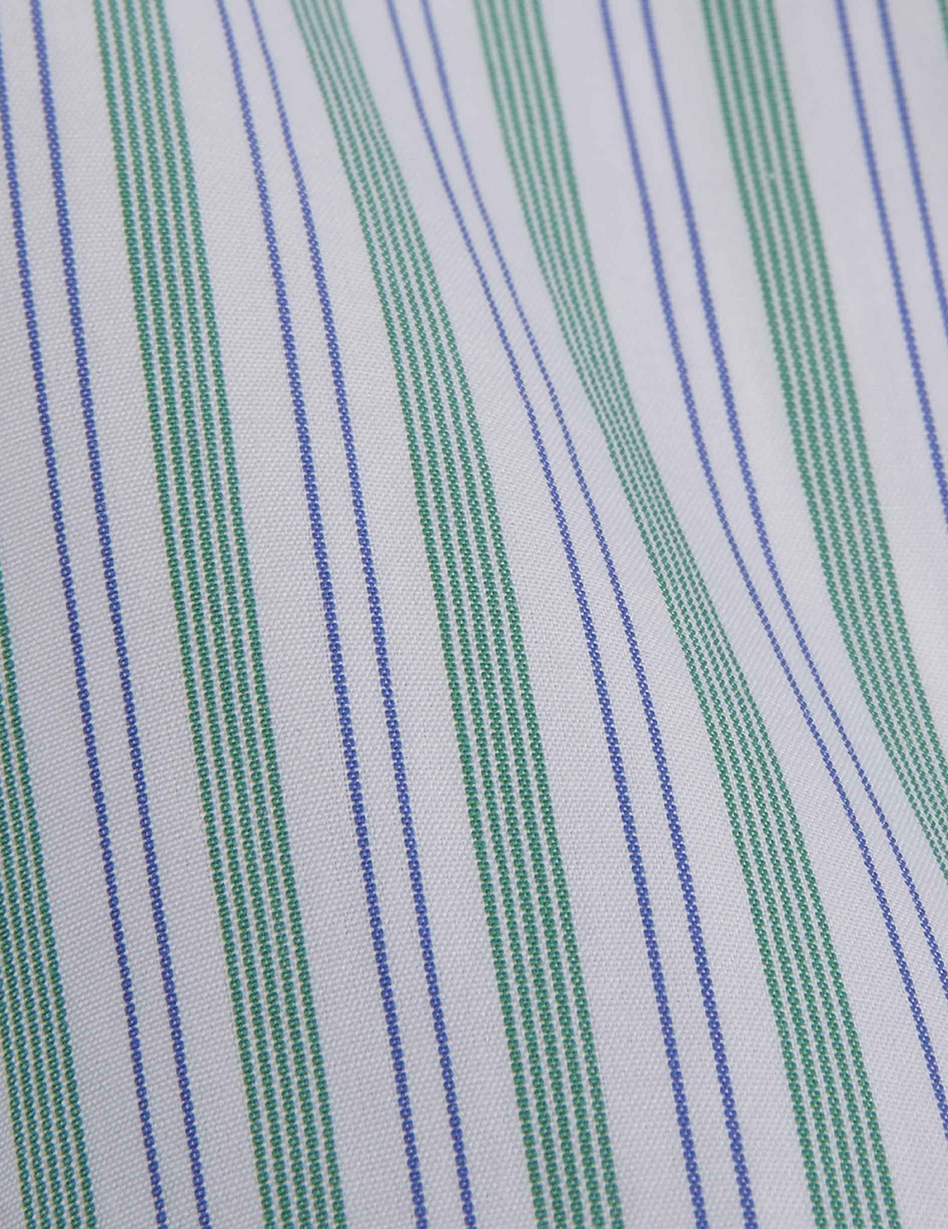 Green striped semi-fitted shirt - Poplin - Figaret Collar