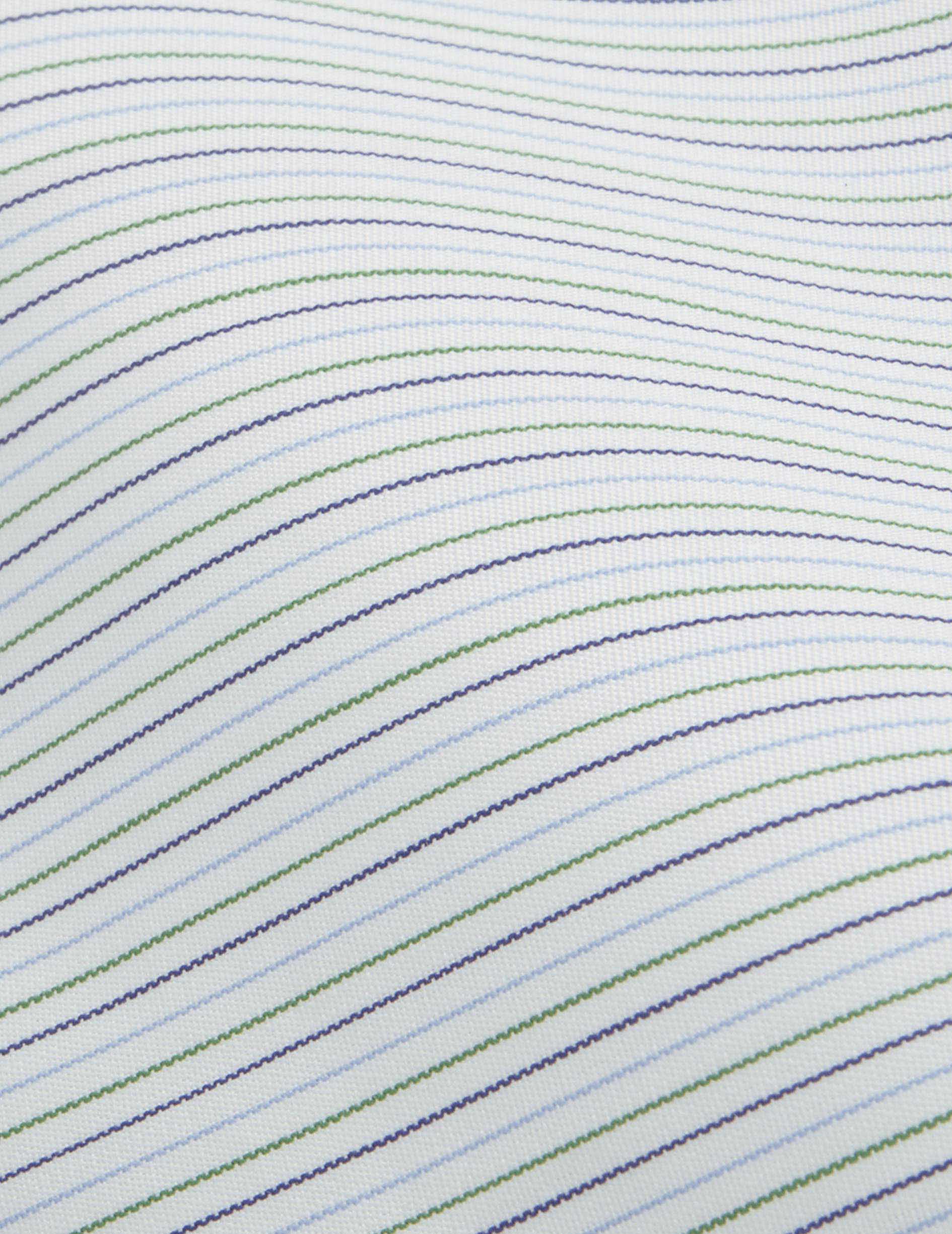 Chemise classique rayée bleue et verte - Popeline - Col Figaret
