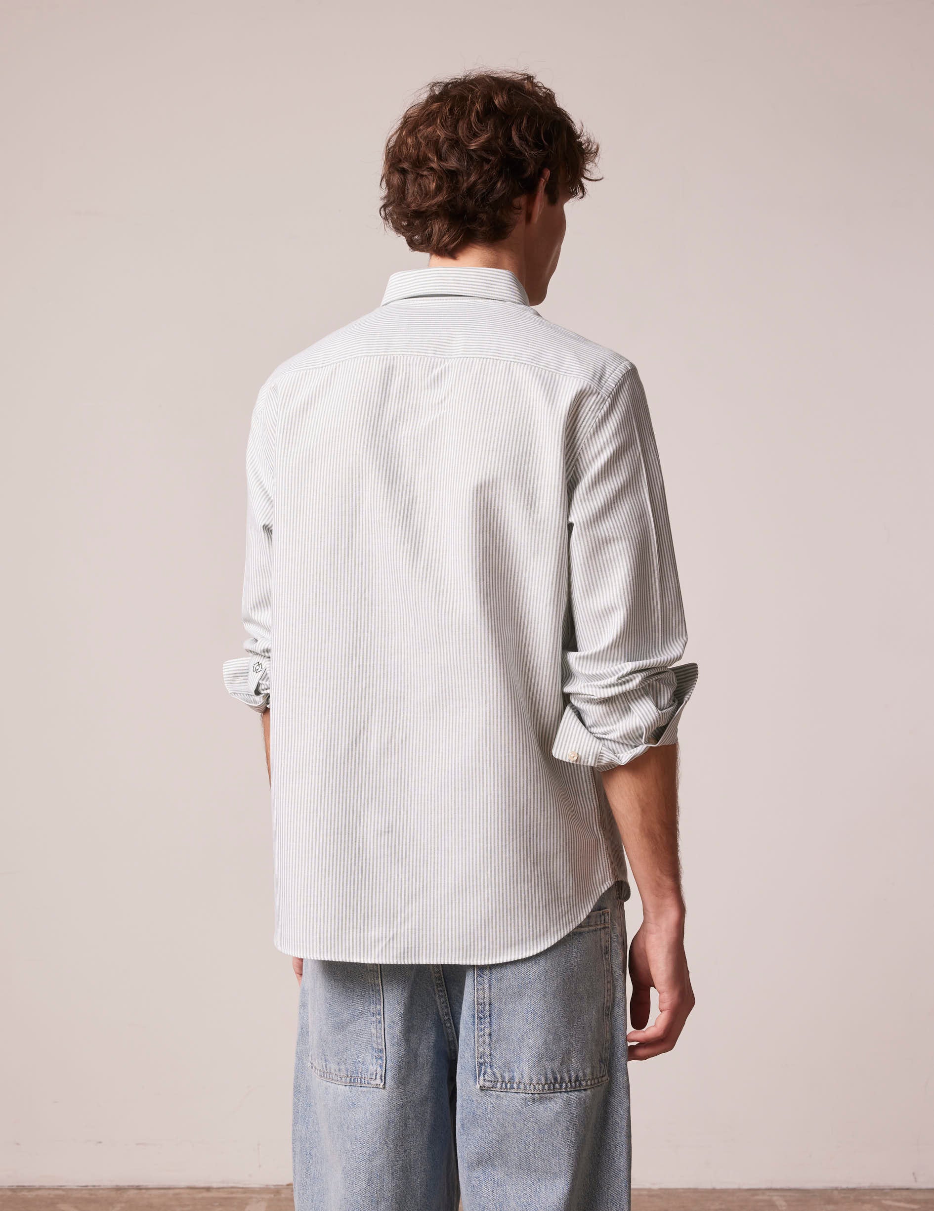 Green striped Gabriel shirt - Oxford - American Collar