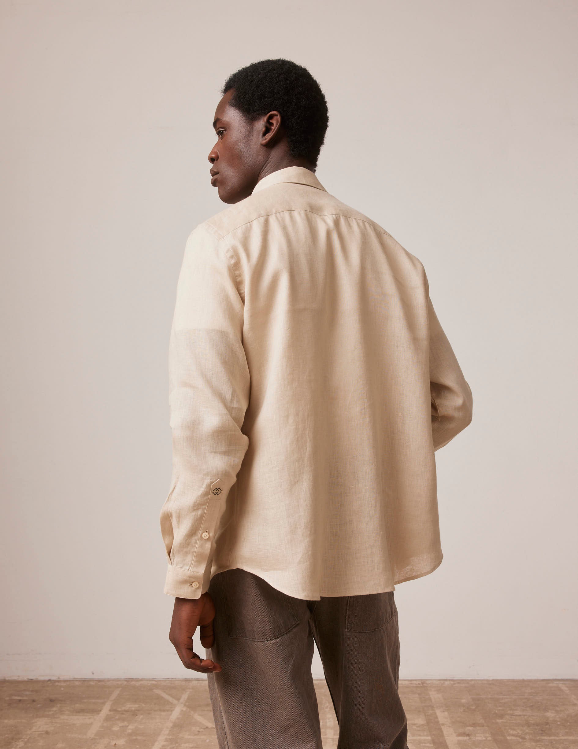 Beige linen Gaspard shirt - Linen - American Collar