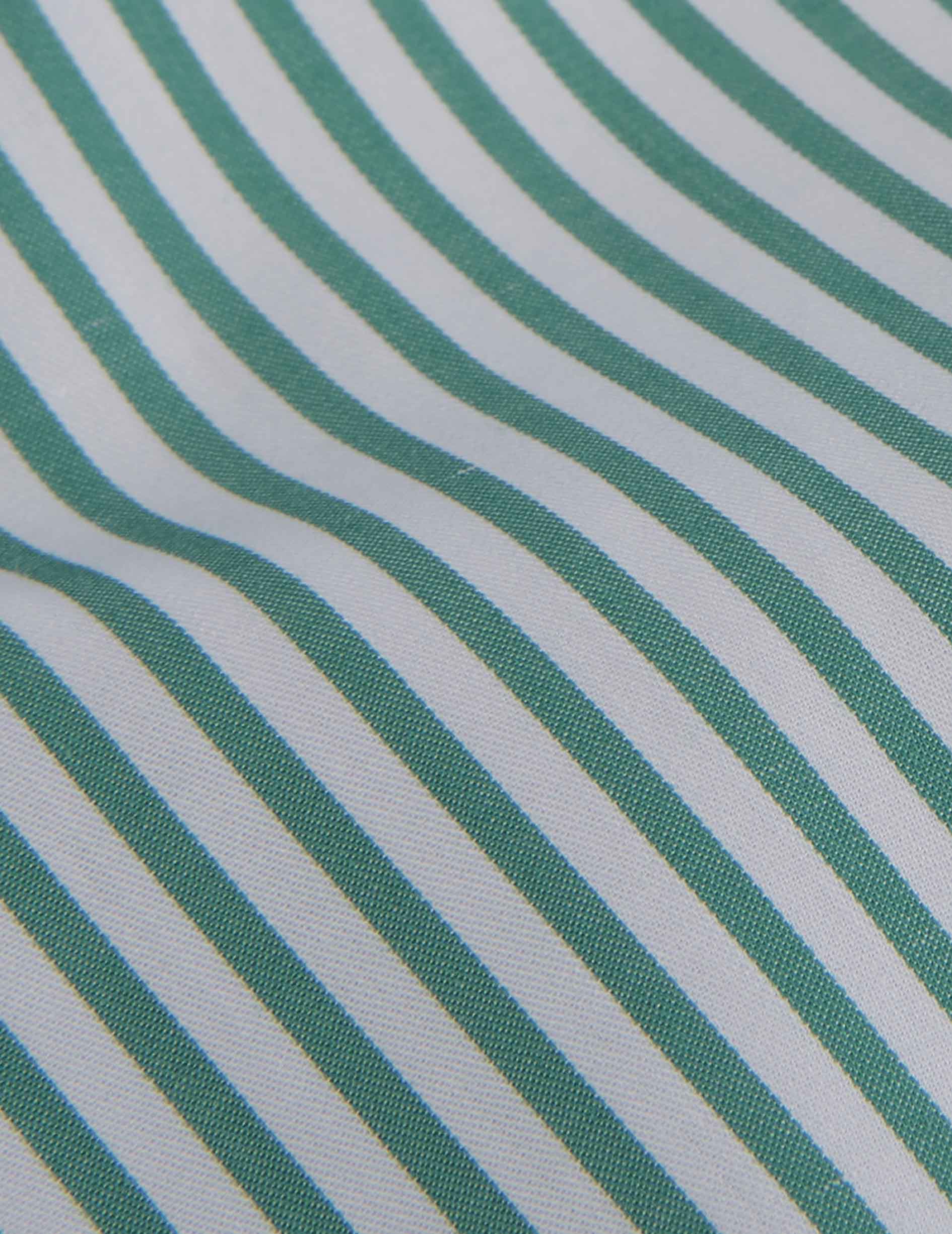 Chemise semi-ajustée rayée verte - Twill - Col Italien