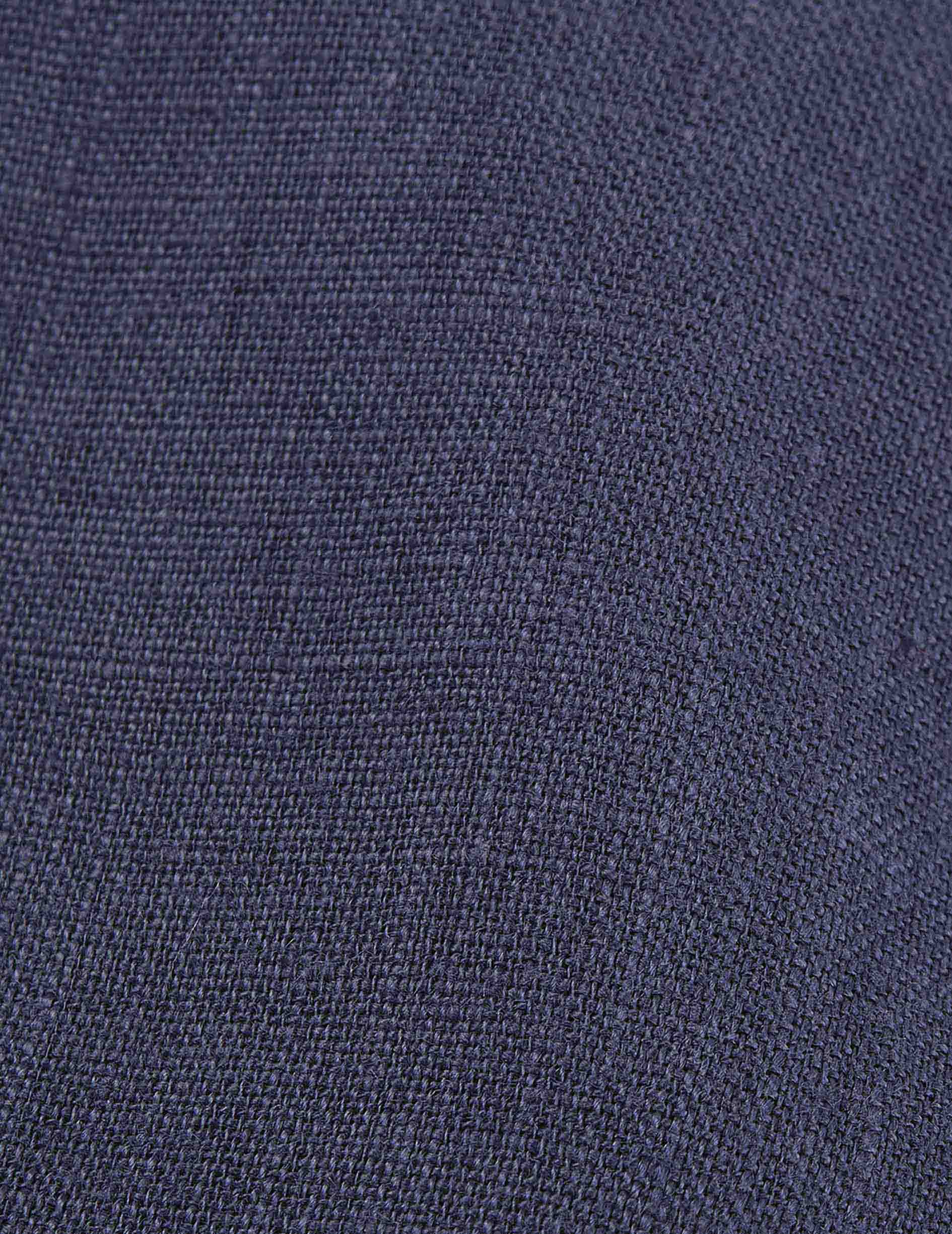 Chemise popover Léon manches courtes en lin bleu - Lin - Col Tunisien