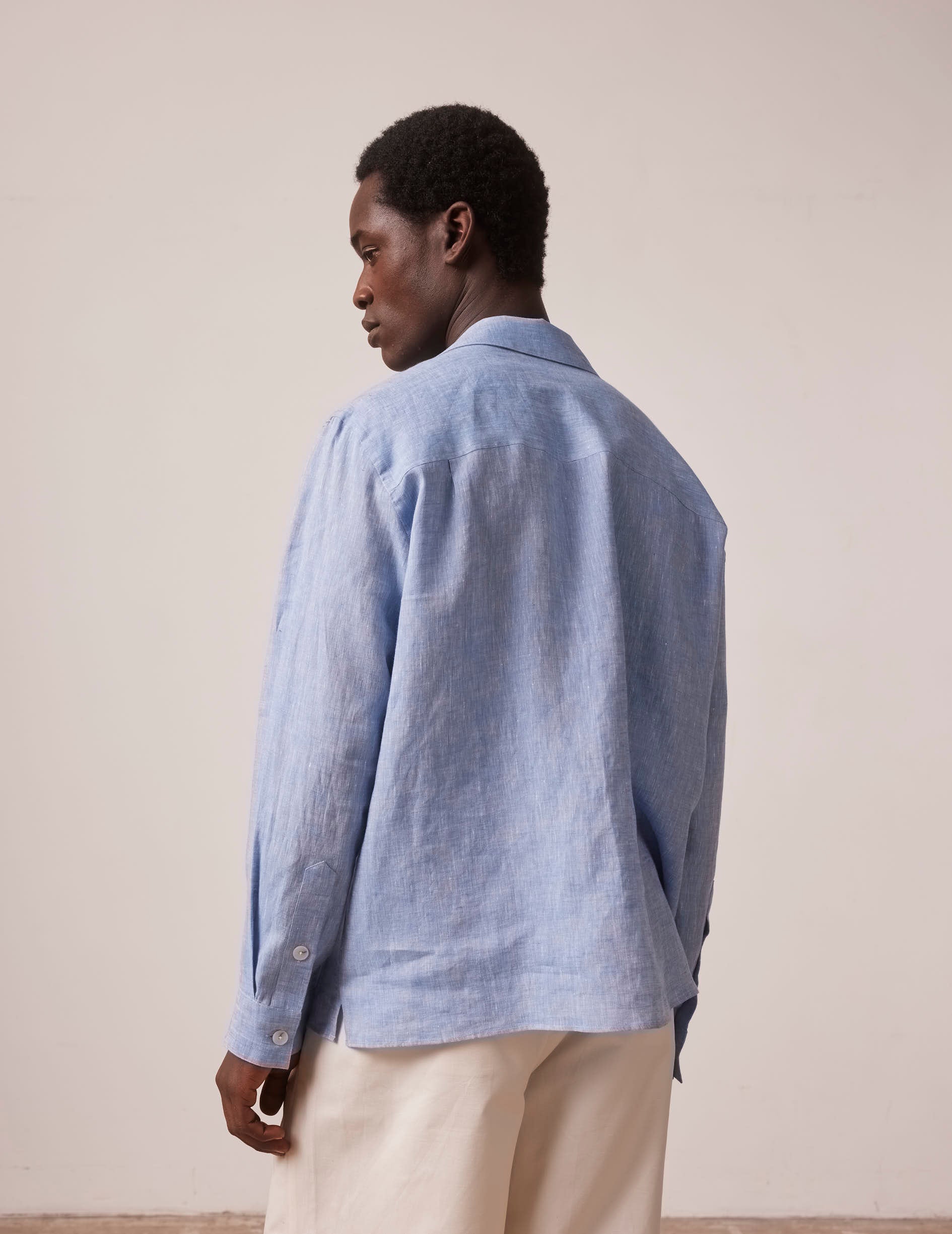 Blue linen Livio shirt - Linen - Pyjamas Collar