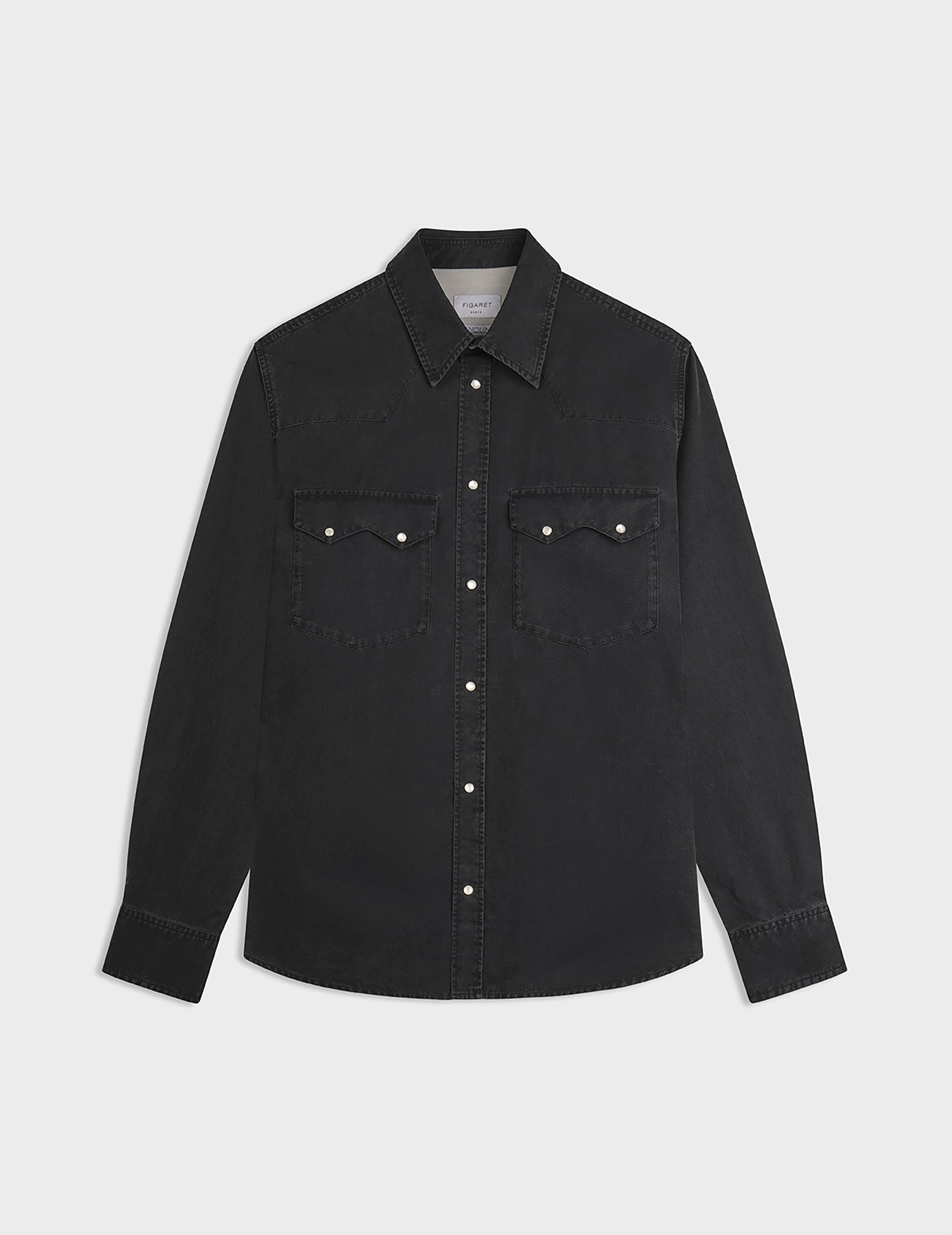 Chemise Lorenzo en denim noir - Denim - Col Prodigieux