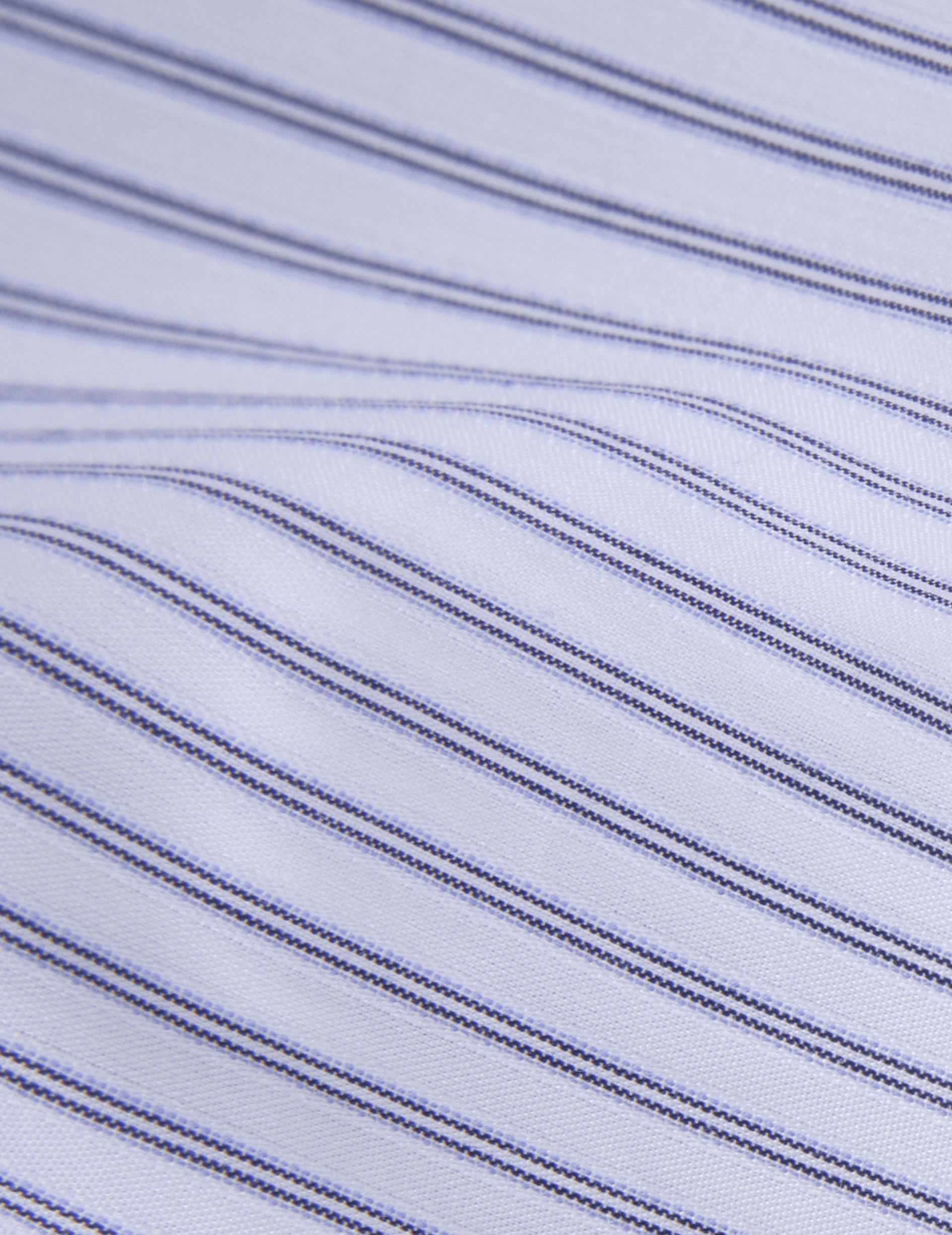 Chemise ajustée rayée bleue - Popeline - Col Prodigieux