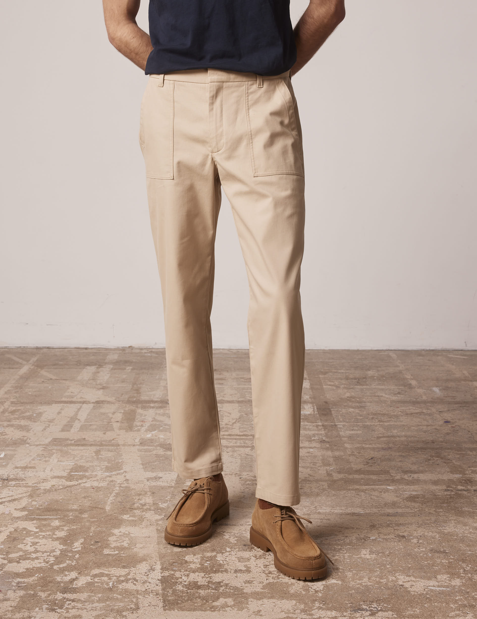 Pantalon Ignacio en canvas de coton beige