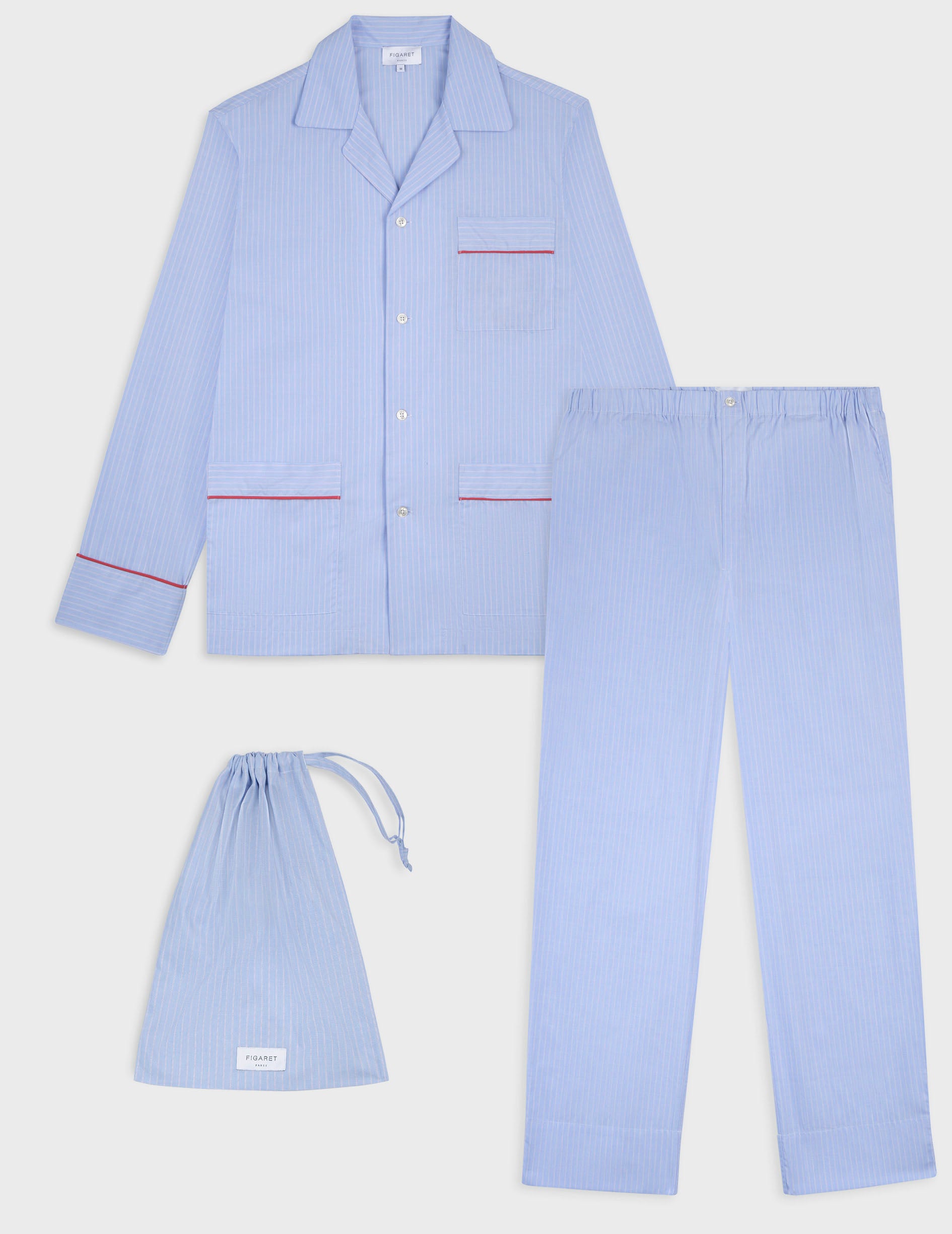 Louis pajamas in red striped poplin