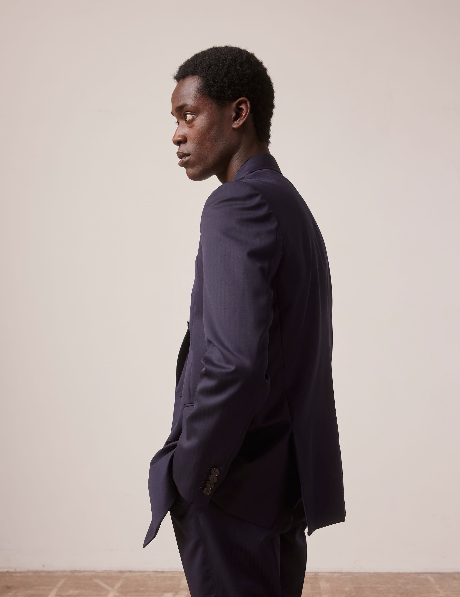 Veste de costume croisée Lisandro en laine marine