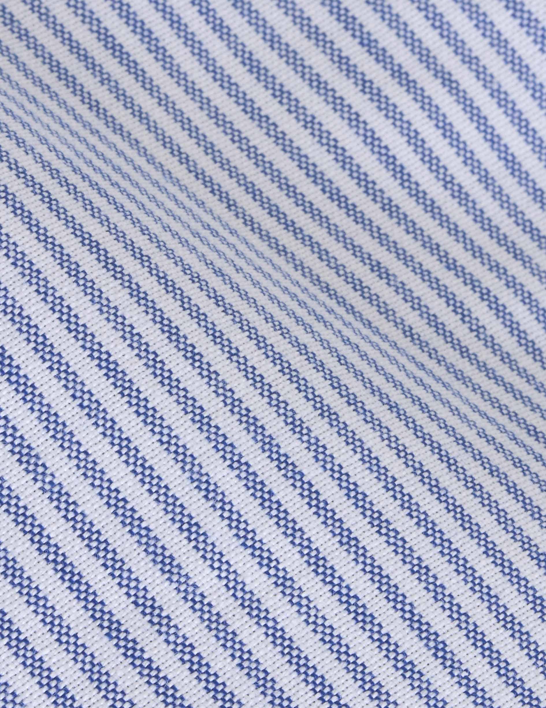 Chemise Club bleue rayée brodée Messy Nessy - Oxford - Col Figaret