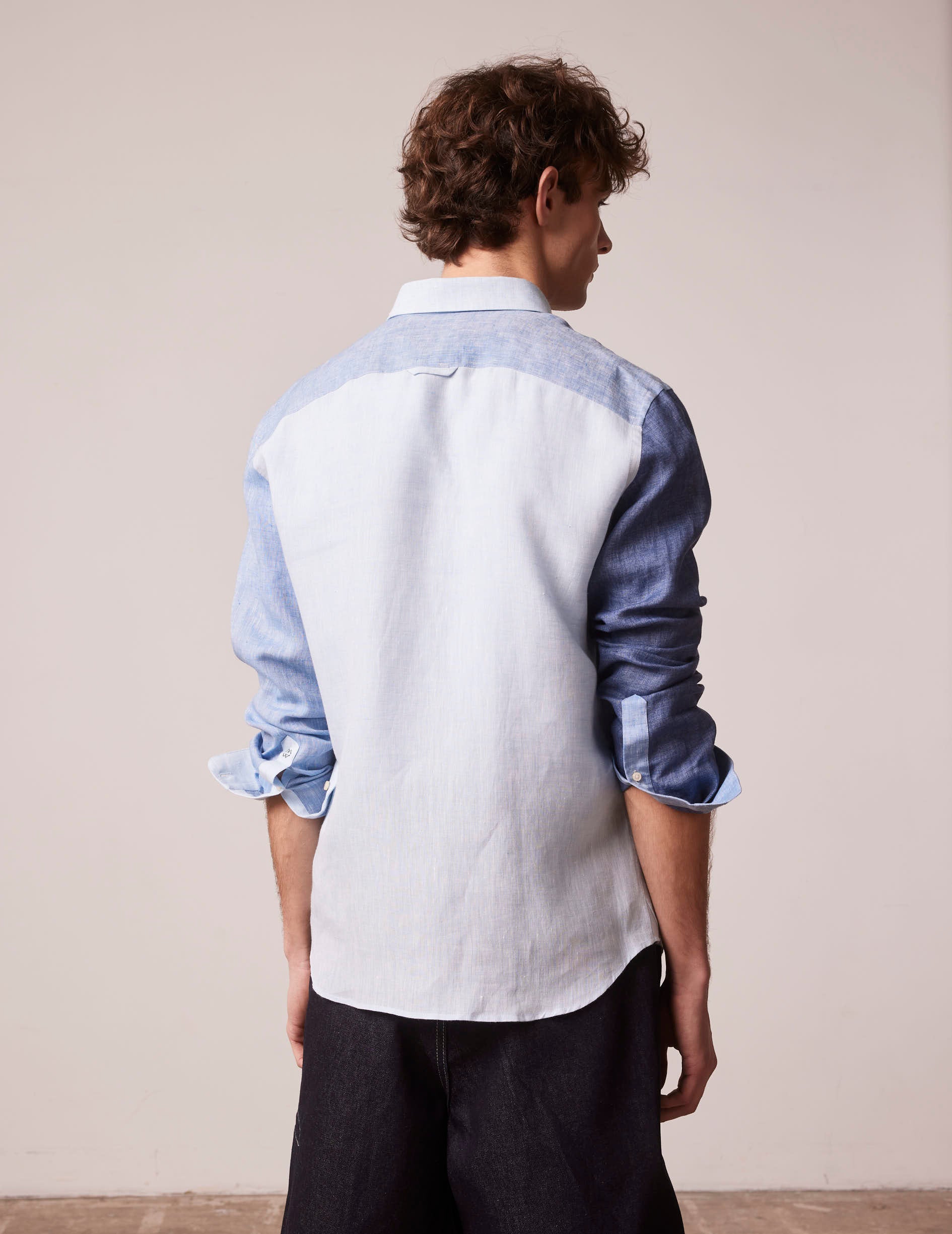 Fun shirt Harry en lin bleu - Lin - Col Américain