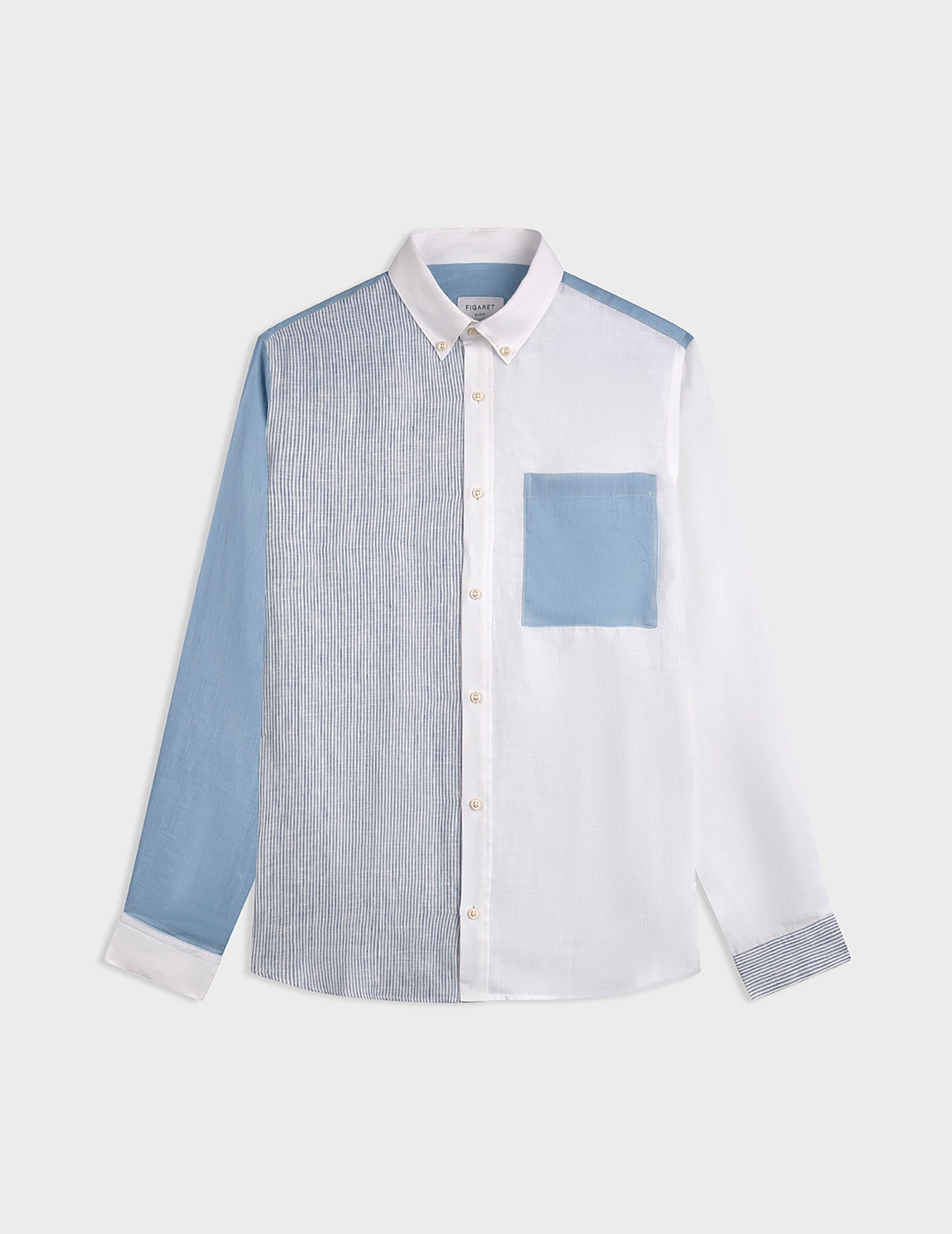 Blue linen William Fun shirt - Linen - American Collar