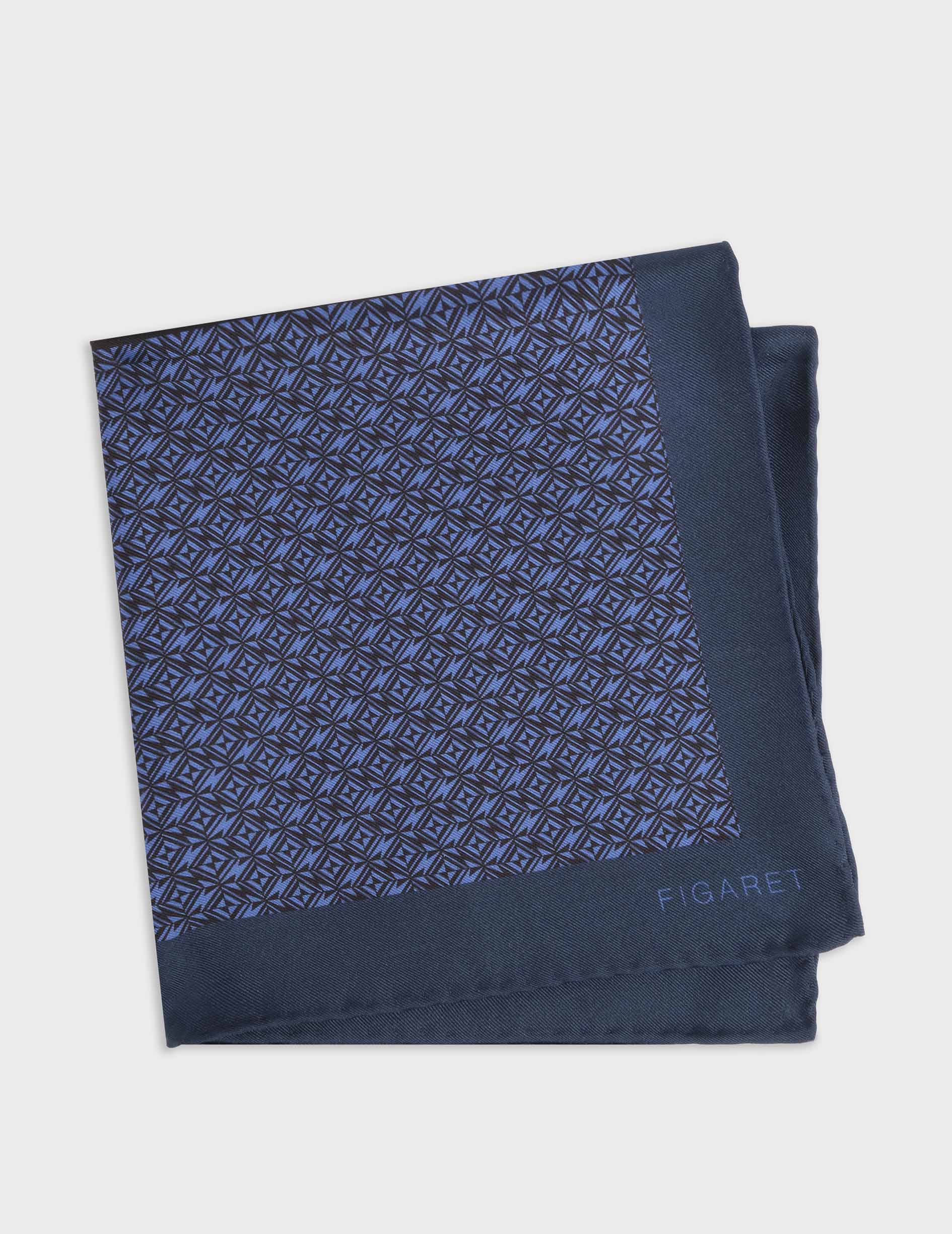 Pochette en twill de soie à motifs marine
