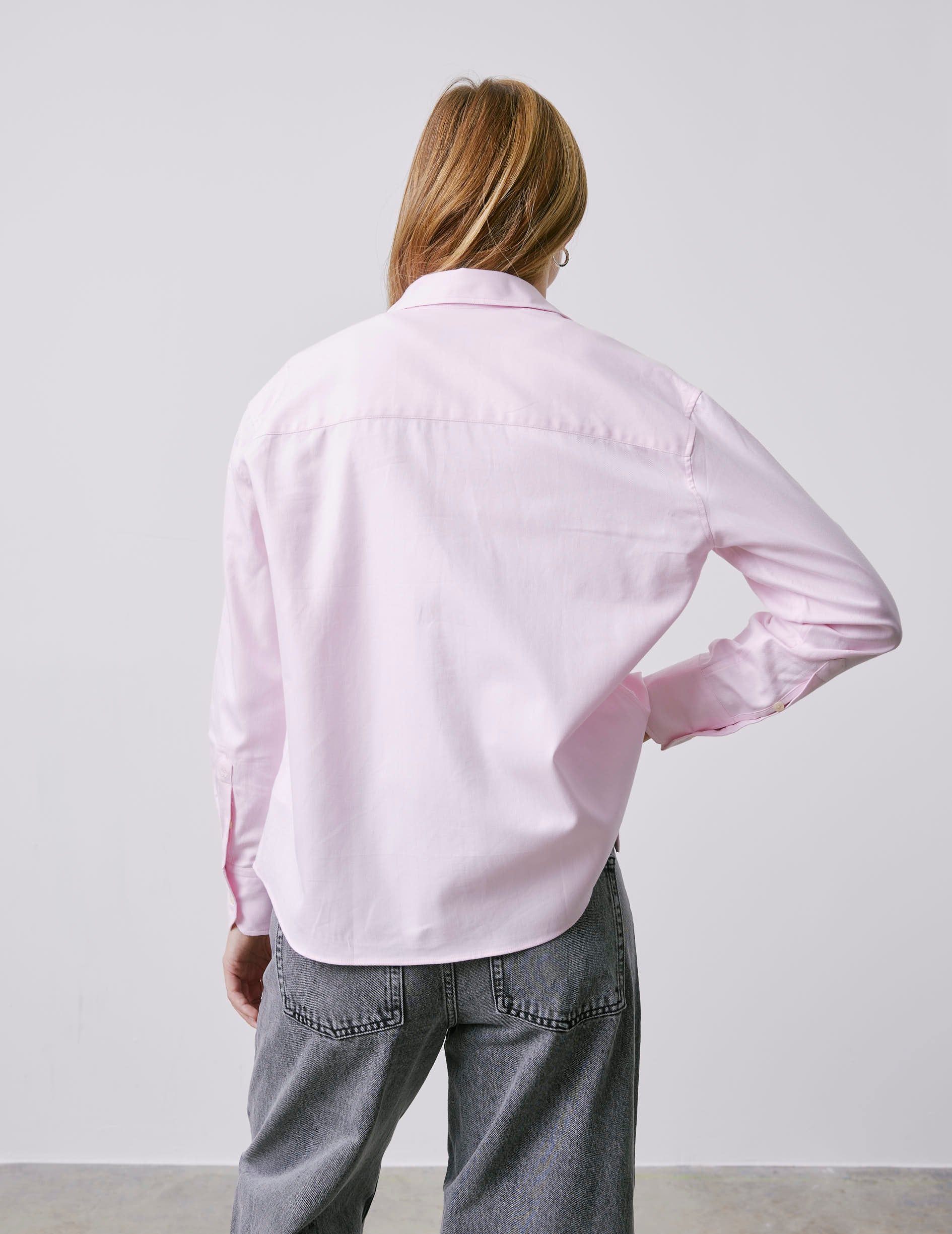 Ambre pink shirt - Herringbone - Shirt Collar
