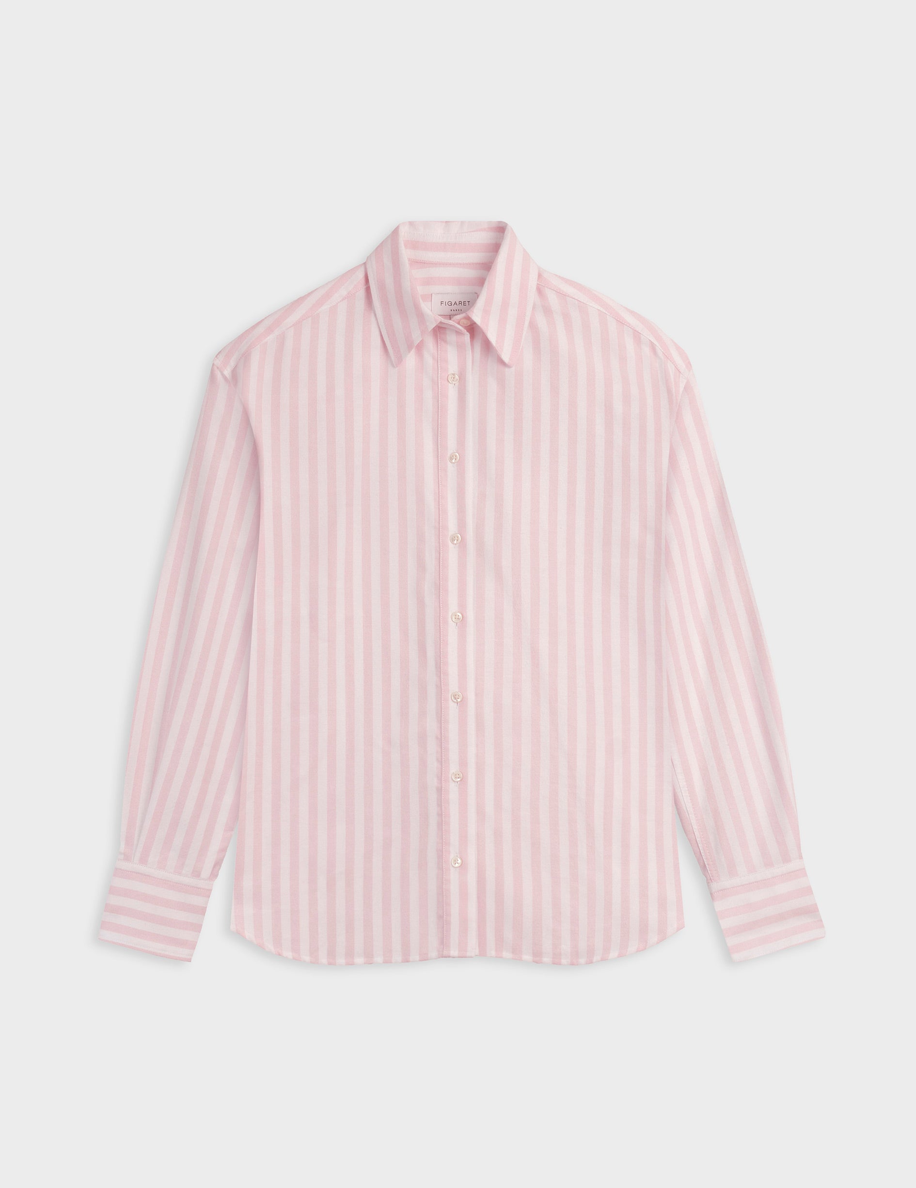 Chemise Ambre rayée rose - Oxford gratté - Col Chemise