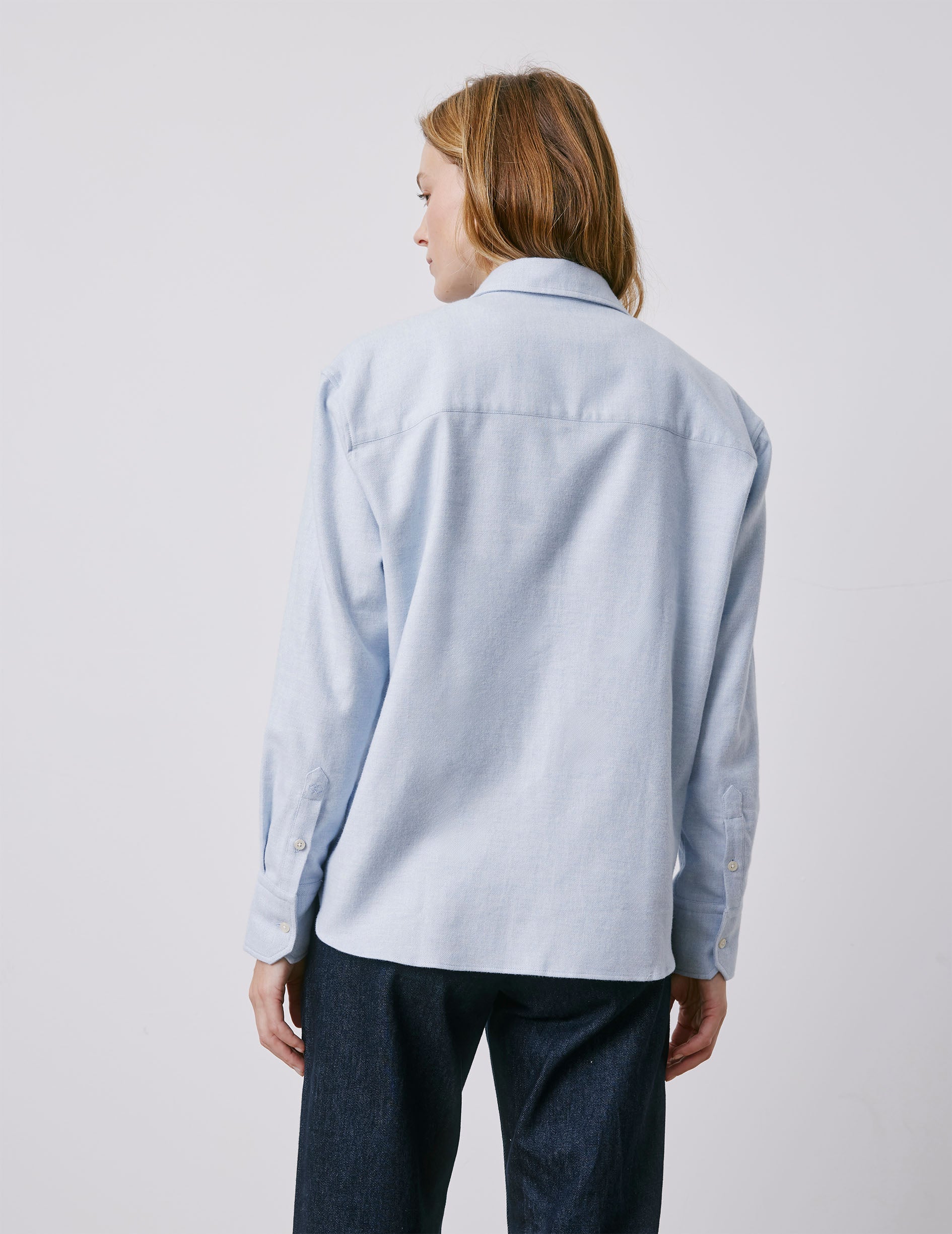 Chemise Charlotte bleue - Flanelle - Col Chemise